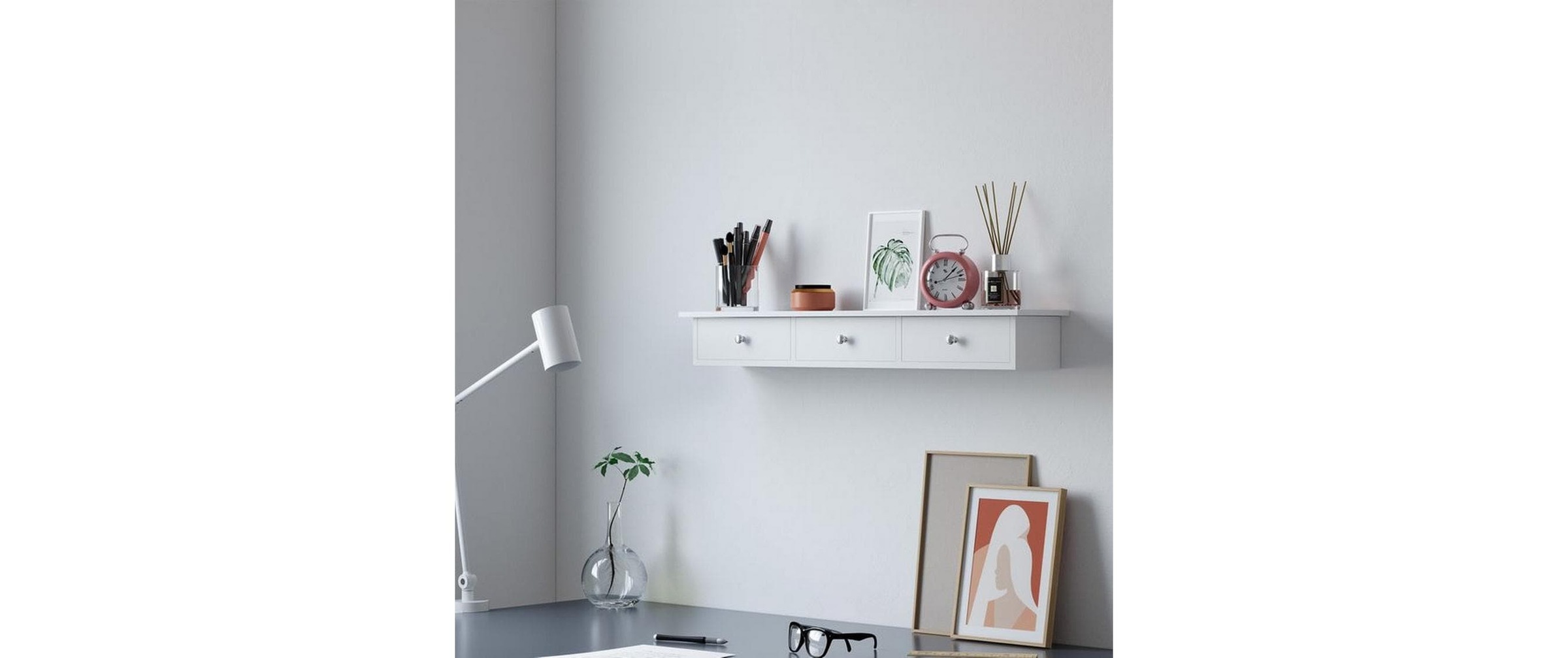 SONGMICS Wandregal »mit Schubladen Weiss«