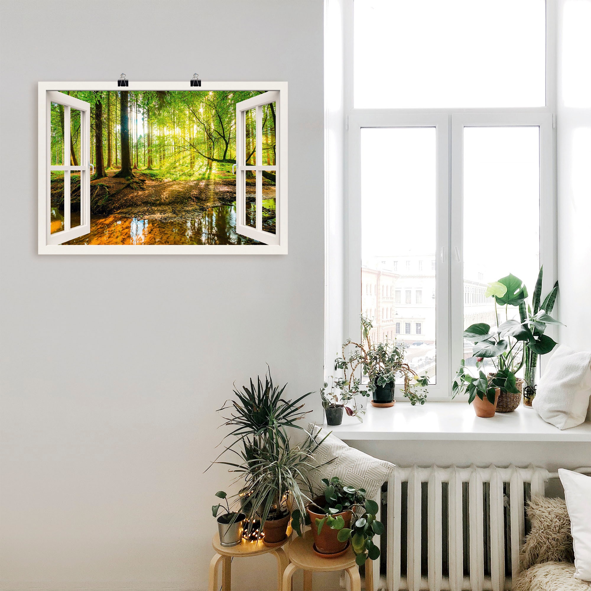 Artland Wandbild »Fensterblick - Wald mit Bach«, Wald, (1 St.), als  Leinwandbild, Poster, Wandaufkleber in verschied. Grössen online shoppen |  Jelmoli-Versand
