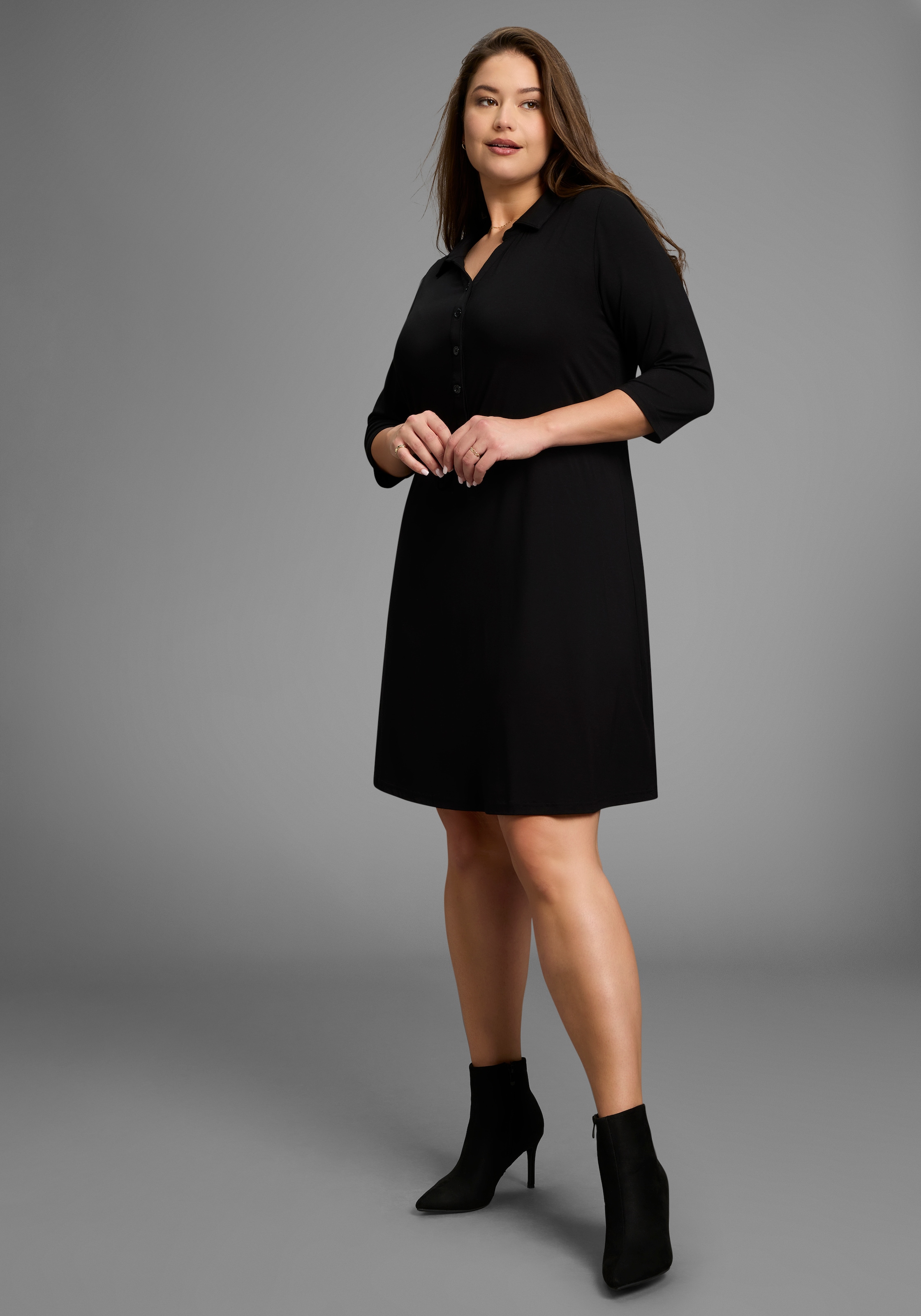 Laura Scott CURVE Midikleid, mit tailliertem Tunnelzug - GROSSE GRÖSSE
