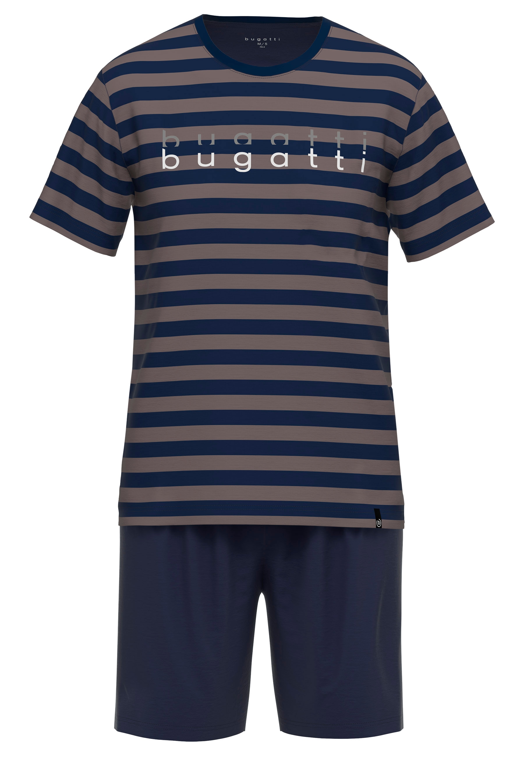 bugatti Shorty »Turin«, (2 tlg.), Rundhalsausschnitt, Kurzarm, kurze Hose, Streifendesign, Baumwollmix
