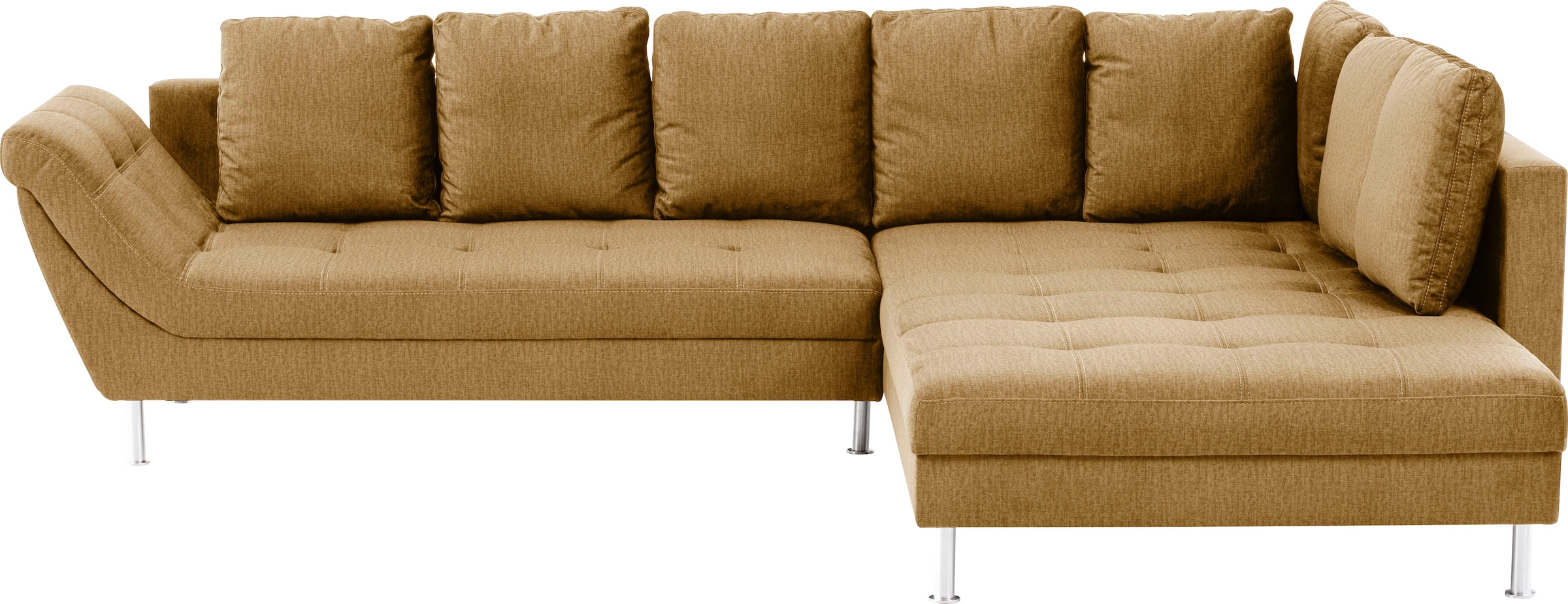 exxpo - sofa fashion Ecksofa »Laconi, extravagantes Designsofa mit tollem Sitzkomfort, L-Form«, in hochwertiger Detailverarbeitung, bequeme Armlehne, hoher Fuss