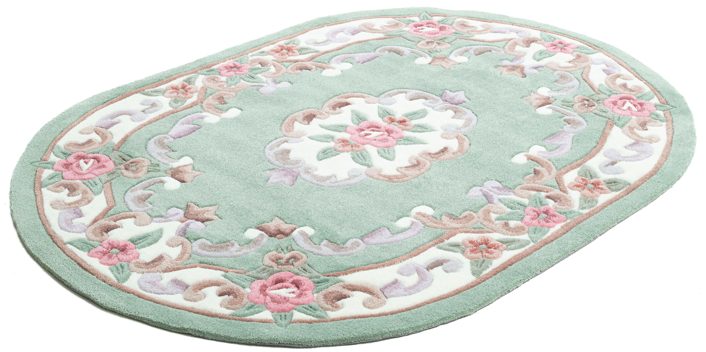 THEKO Teppich »Ming«, oval, 14 mm Höhe, hochwertiges Acrylgarn, ideal im Wohnzimmer & Schlafzimmer