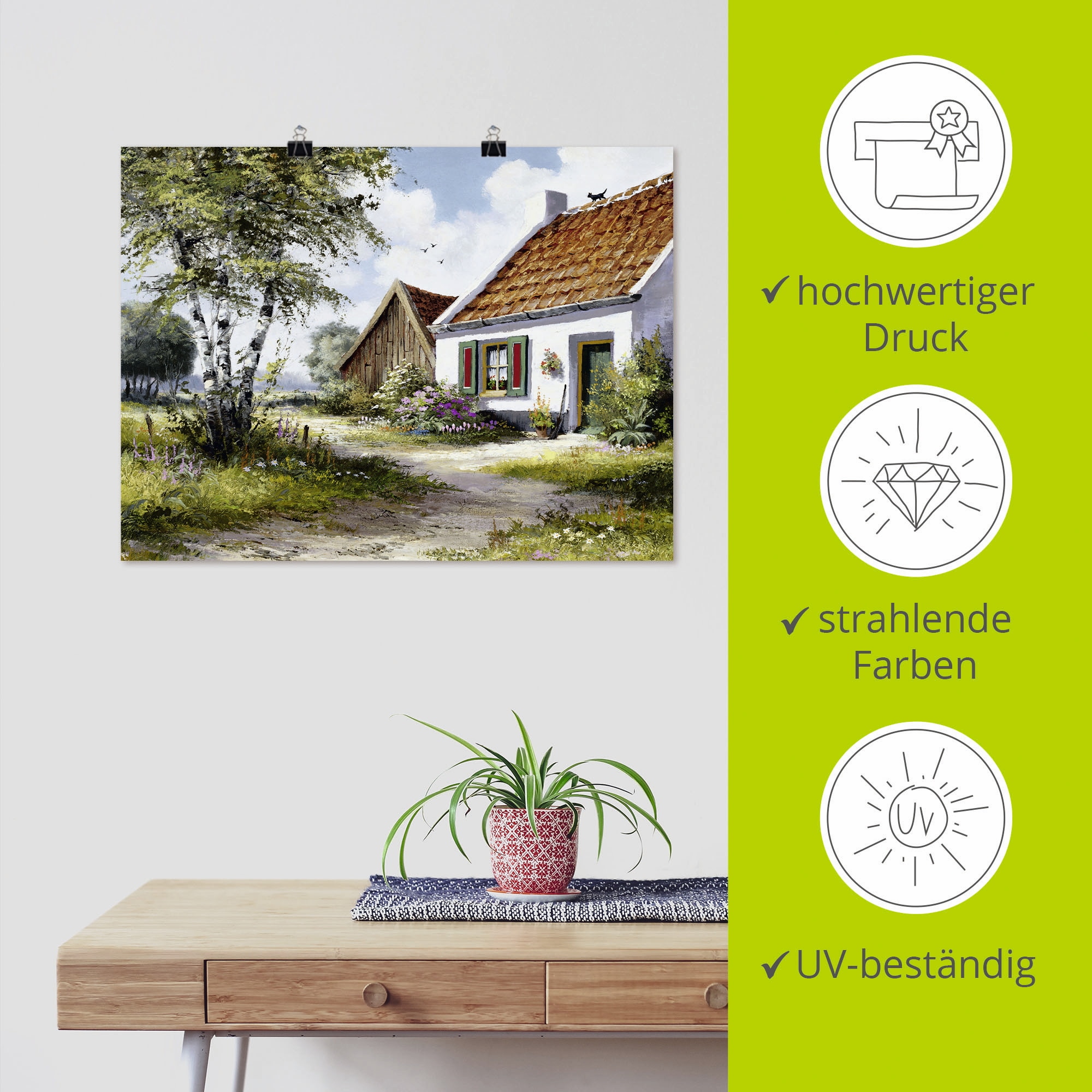 Artland Wandbild »Katze auf dem Dach«, Garten, (1 St.), als Leinwandbild, Poster, Wandaufkleber in verschied. Grössen