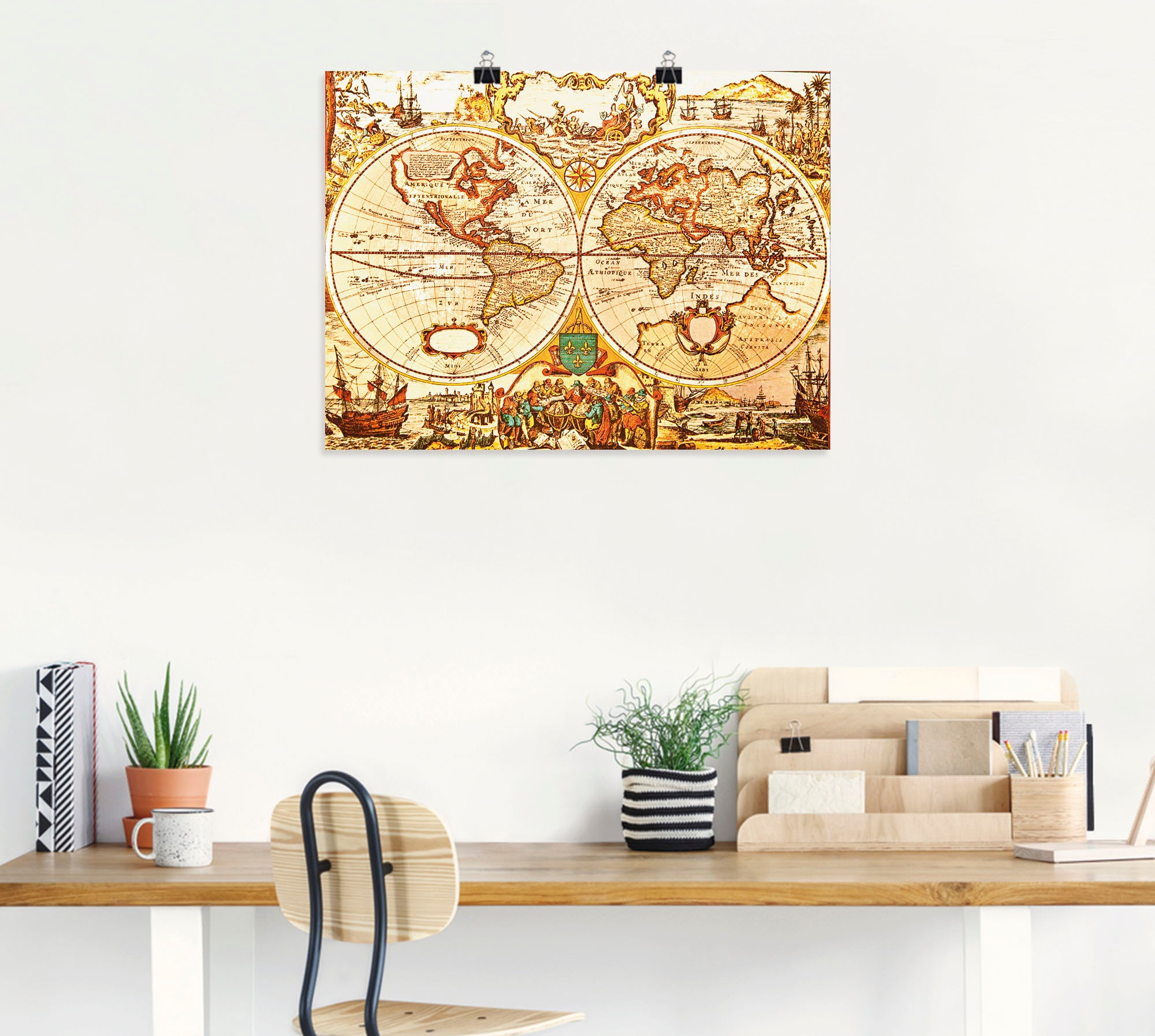 Artland Wandbild »Antike Weltkarte«, Landkarten, (1 St.), als Alubild, Outdoorbild, Leinwandbild, Poster, Wandaufkleber