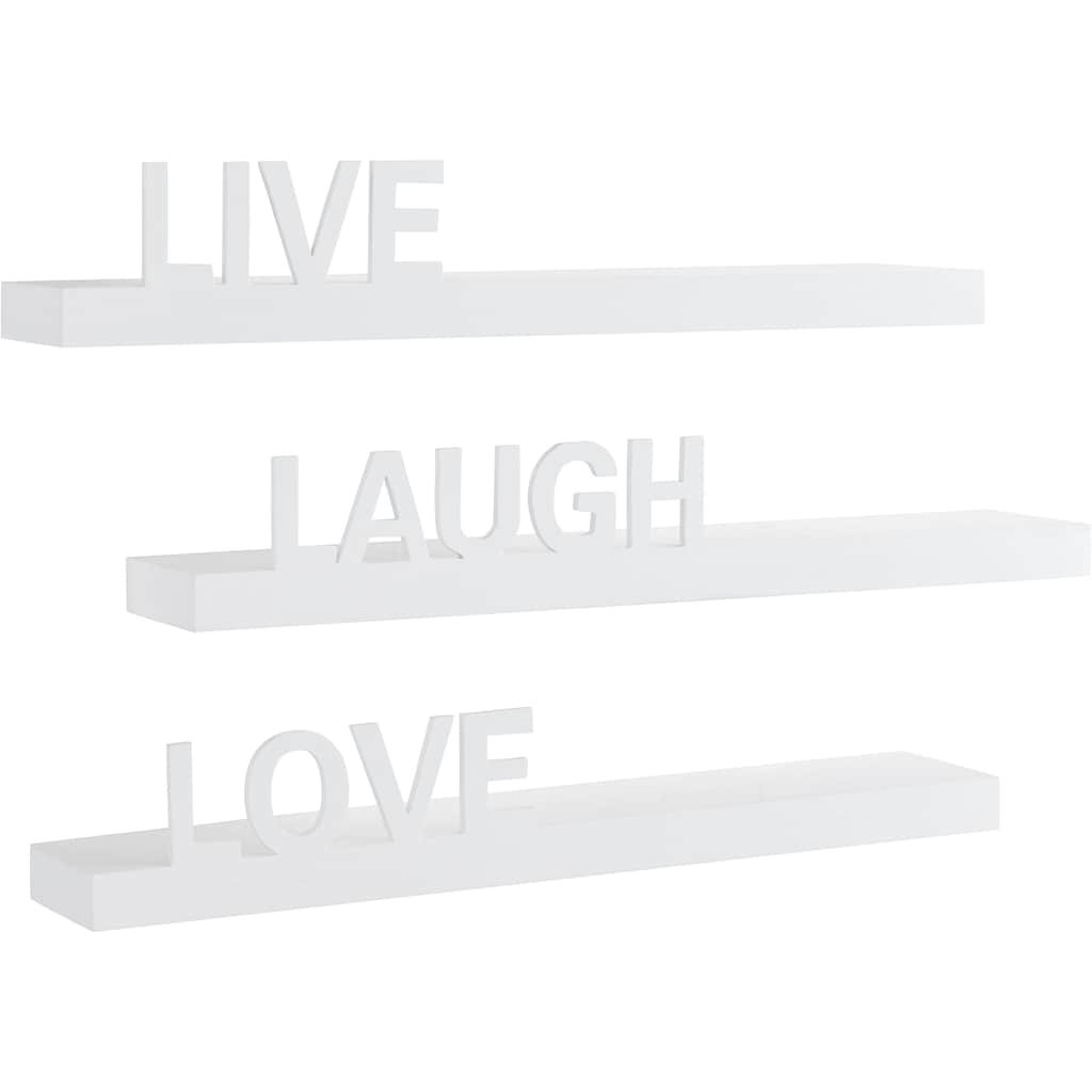 my home Wandregal »Live - Love - Laugh«, (Set, 3 St., 3-tlg. Set), Dekoregal, Wanddeko, mit Schriftzug