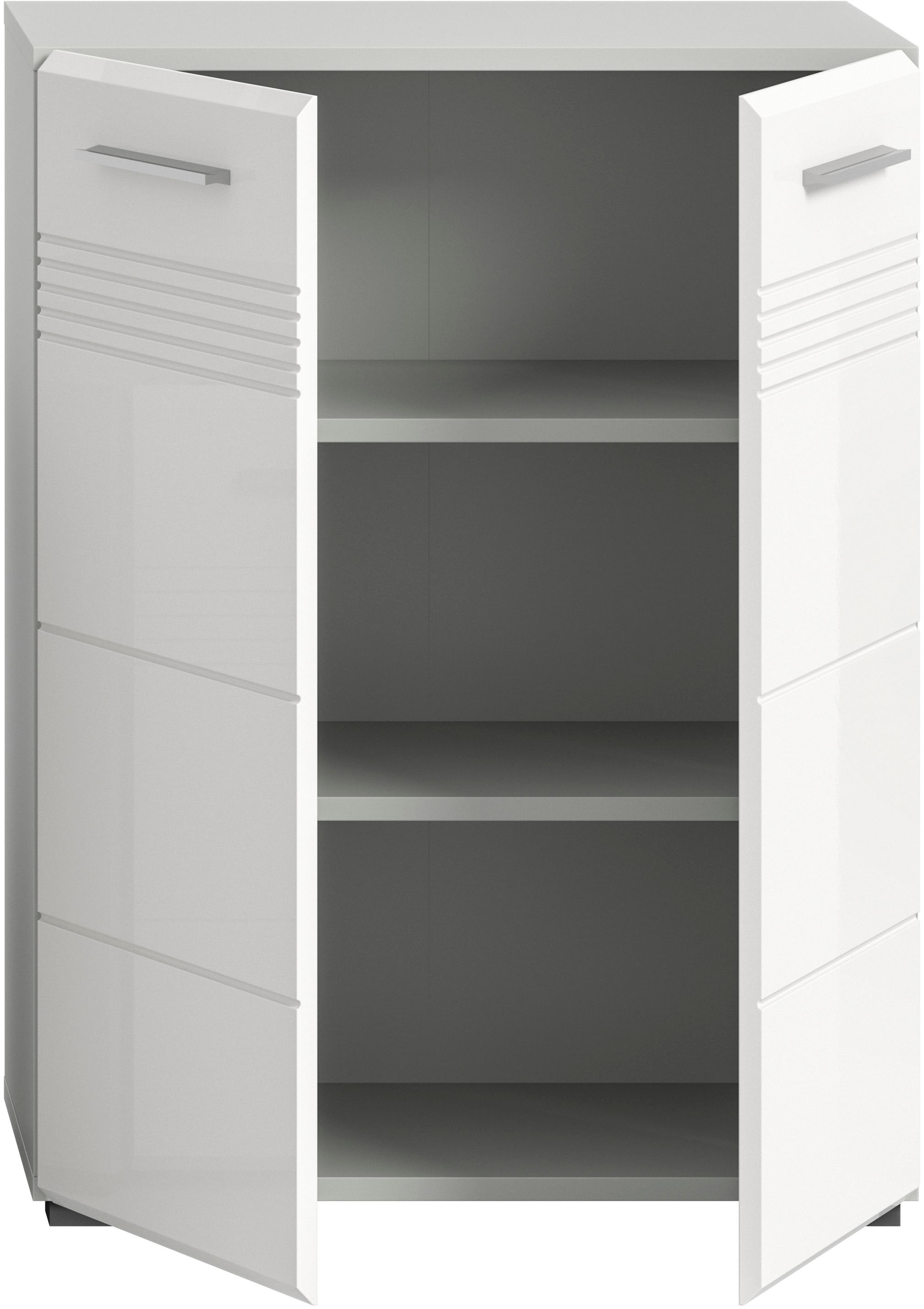 welltime Midischrank »Calcio, Höhe 80 cm, 2 Türen, 2 Einlegeböden, 3 Fächer«, MDF Front, Badschrank, Bad-Möbel, Badezimmer