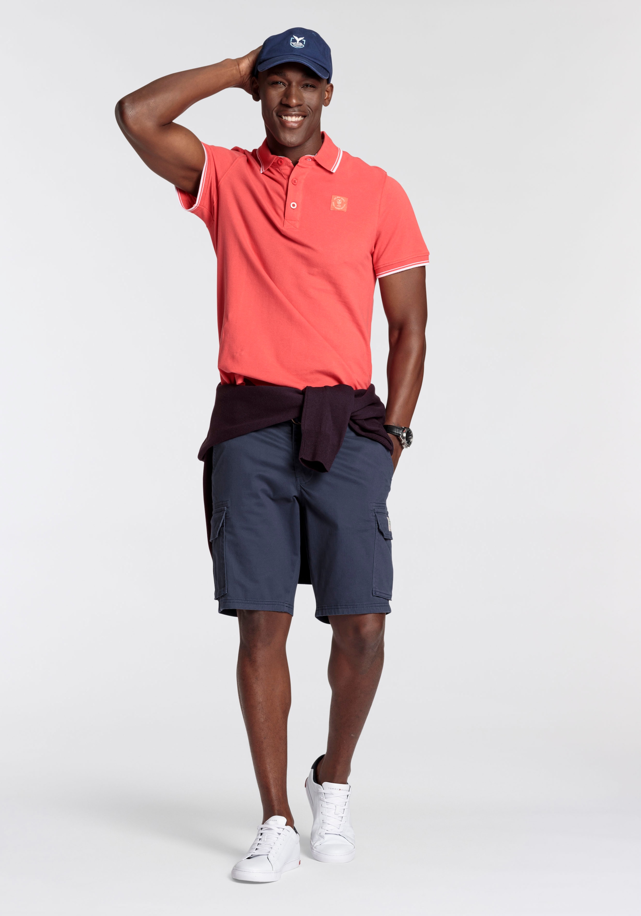 DELMAO Poloshirt, Kurzarm, lockere Passform, Polokragen, für Tennis oder Golf