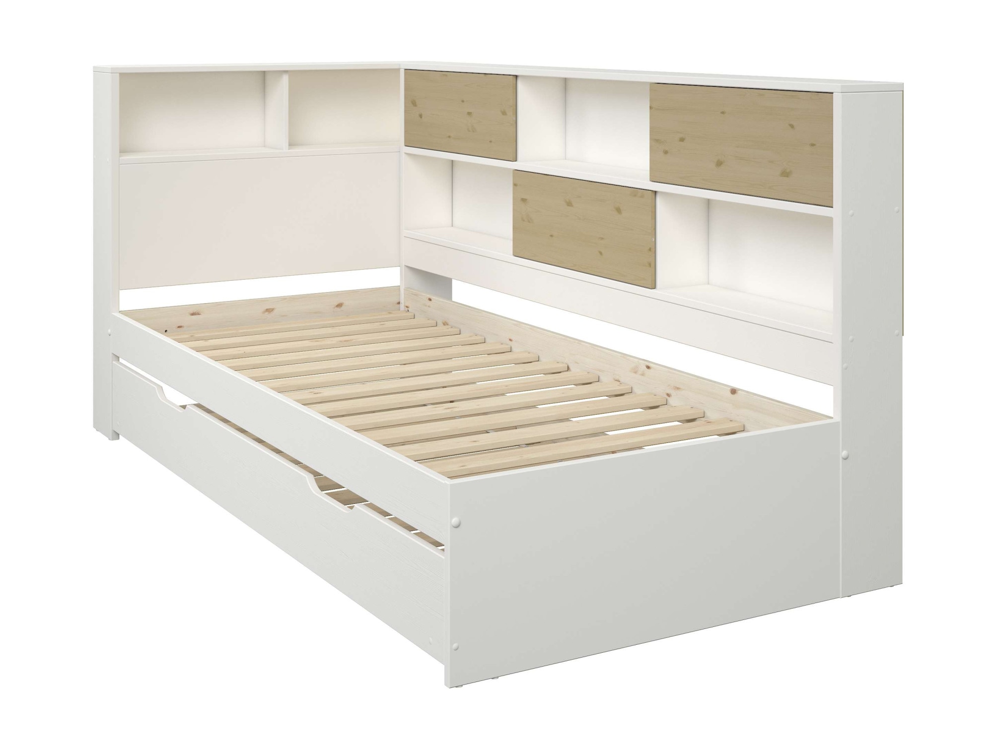 Home affaire Stauraumbett »Amance«, (Aussenmasse B/T/H: 110,2/220,1/106,9 cm), teilmassiv, FSC® zertifiziert, inklusive Lattenrost, viel Stauraum