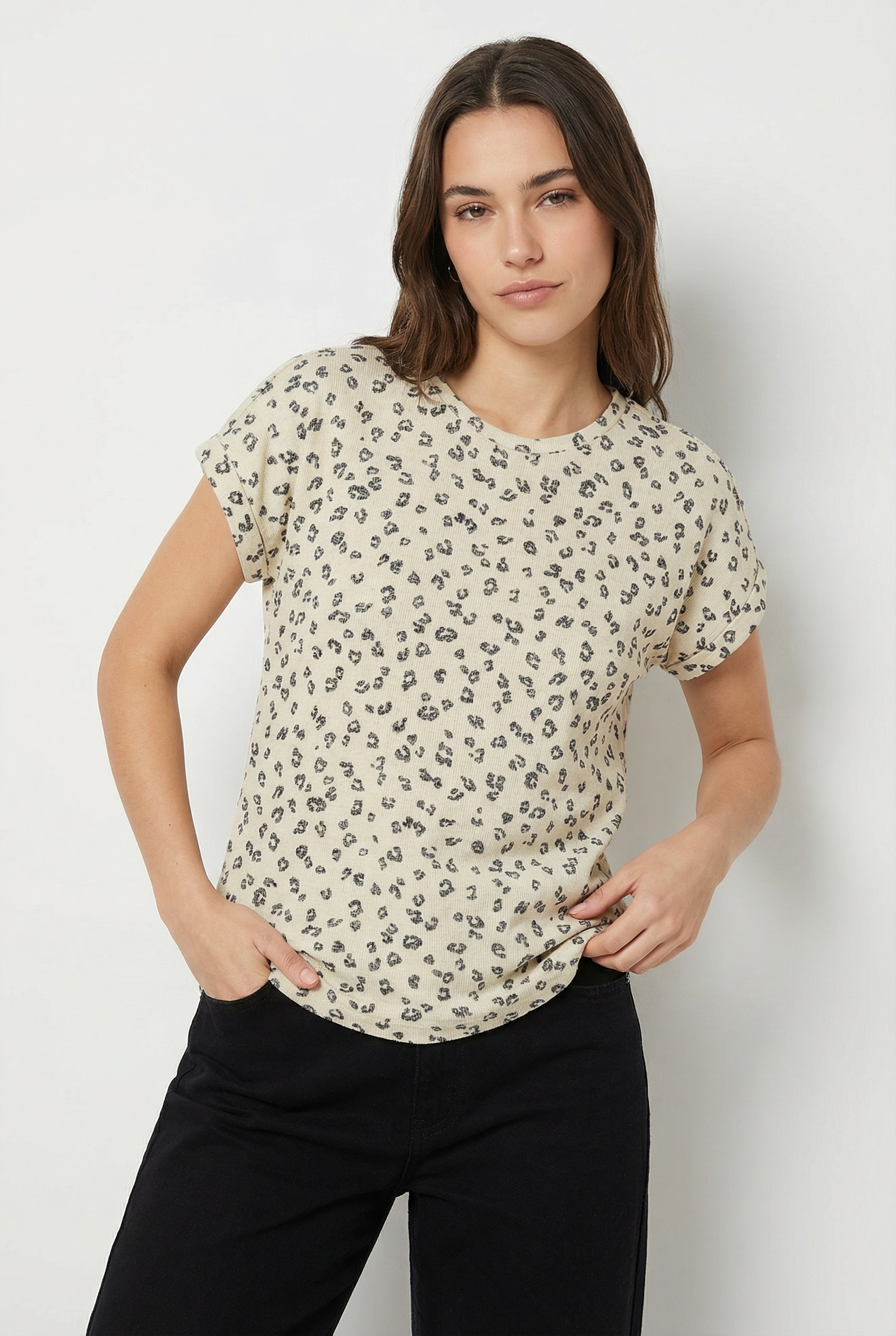Vero Moda Strickpullover "VMBRIANNAMIX SS O-NECK PULLOVER BOO" mit Animal-Print