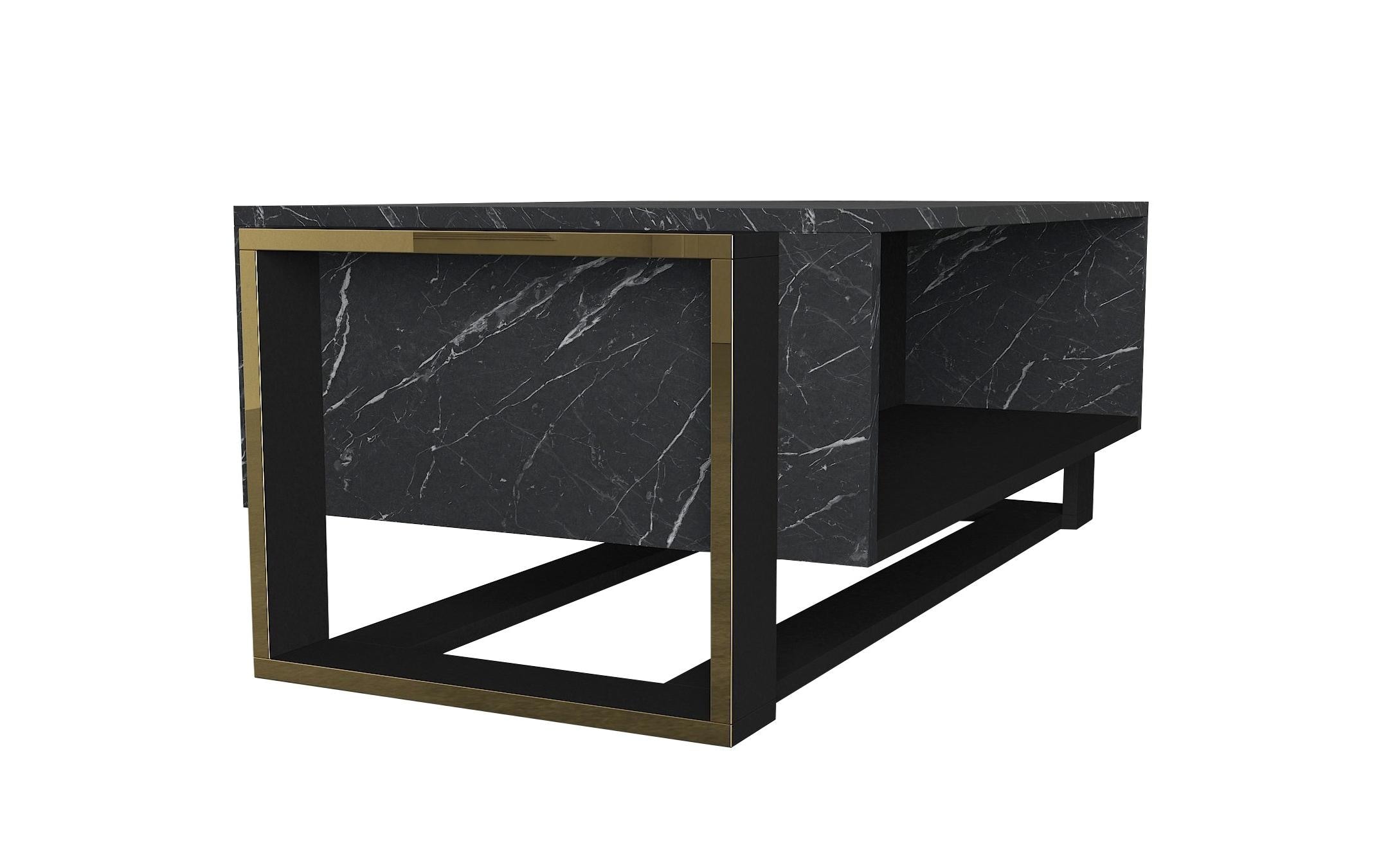 WOODY FASHION Beistelltisch »Bianco 106,4 x 40,4 x 60 cm, Goldfarben/Schwarz«
