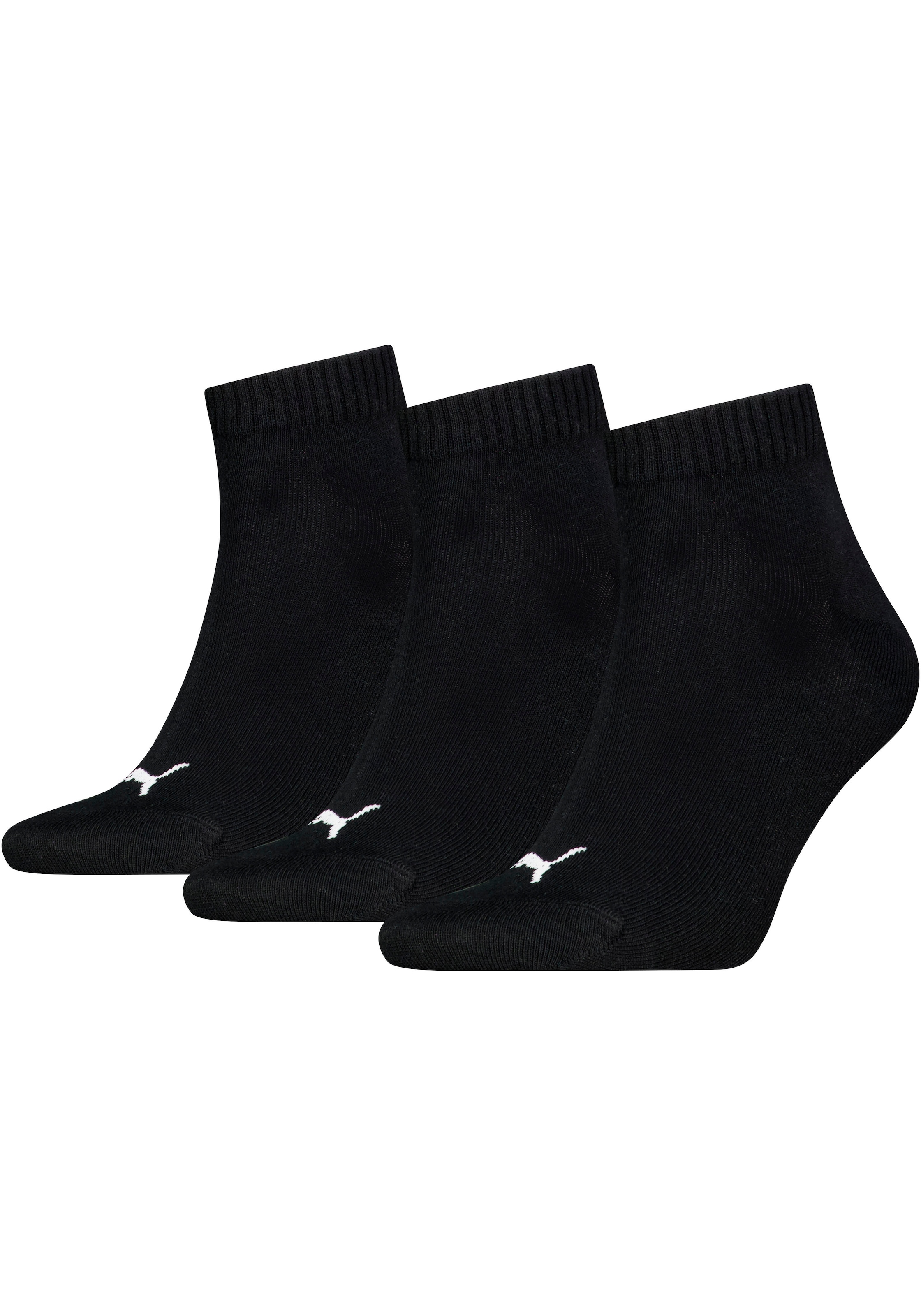 PUMA Kurzsocken »PUMA UNISEX QUARTER PLAIN 3P« 3 Paar, 3 Paar tlg. Atmungsaktiv, Rippenbündchen, weiche Baumwollmischung