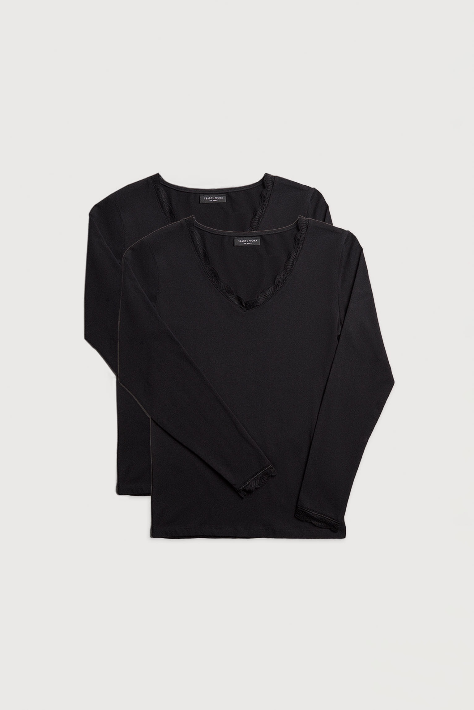 YSABEL MORA Langarmshirt »BASIC COLLECTION COTTON WITH LACE« 2er Pack, das perfekte Basic-Longsleeve für jeden Tag