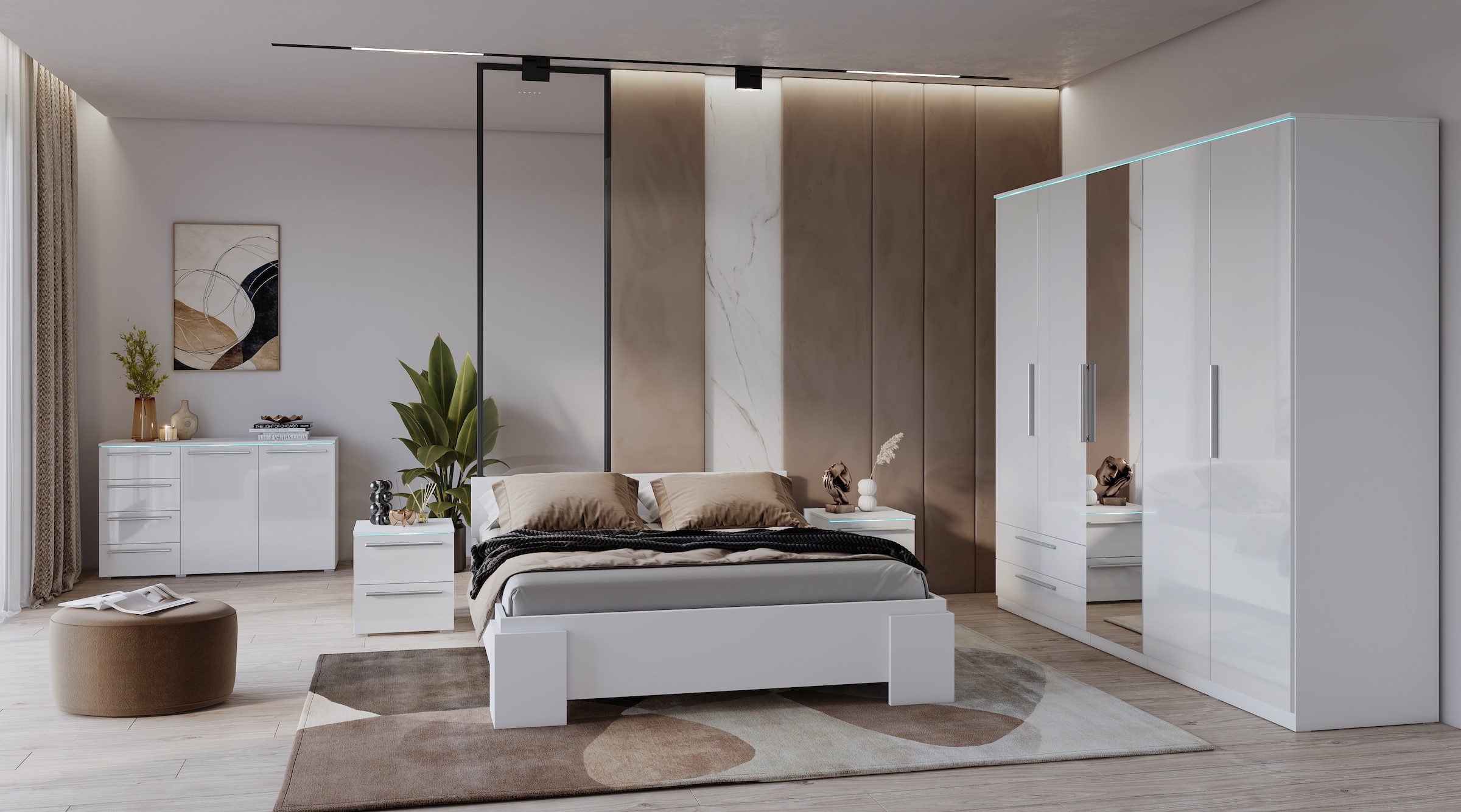 INOSIGN Bettgestell »India, FSC-zertifizierter Holzwerkstoff, Made in Europe«, Doppelbett 160x200 oder 180x200cm, weiss oder schieferfarben