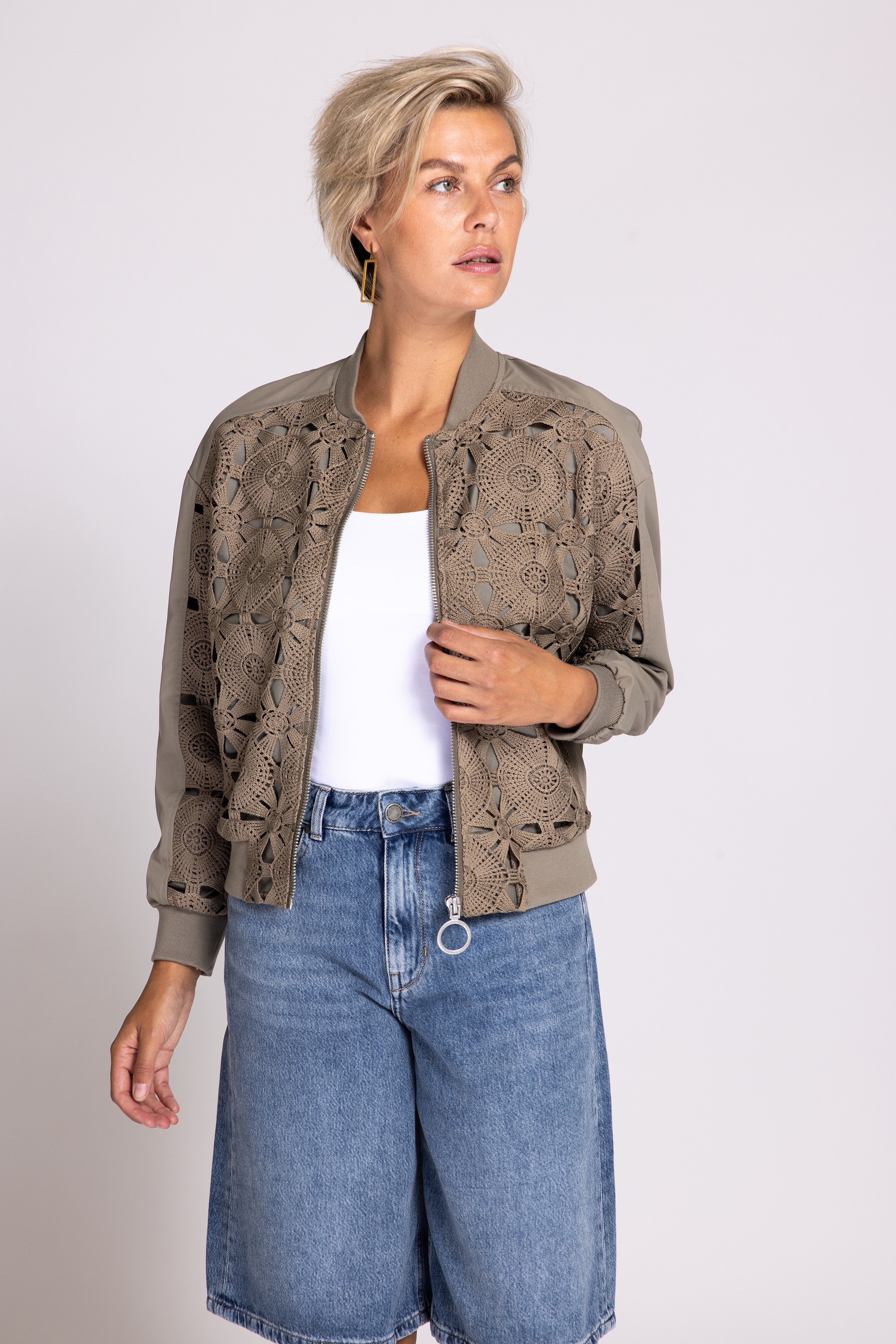 Zhrill Blouson »ZHBELL« ohne Kapuze mit gestrickter-gehäkelter Front