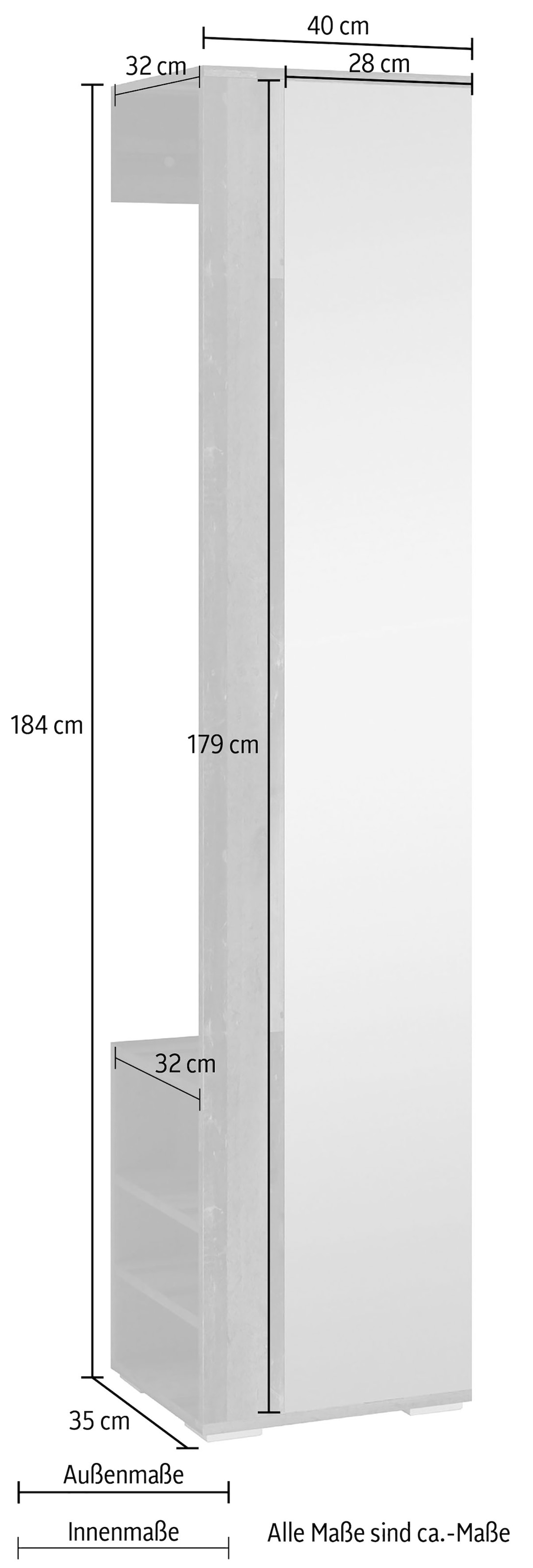 INOSIGN Garderobenpaneel »Ben«, (1 St.), Breite 40 cm, mit Spiegel und Kleiderstange