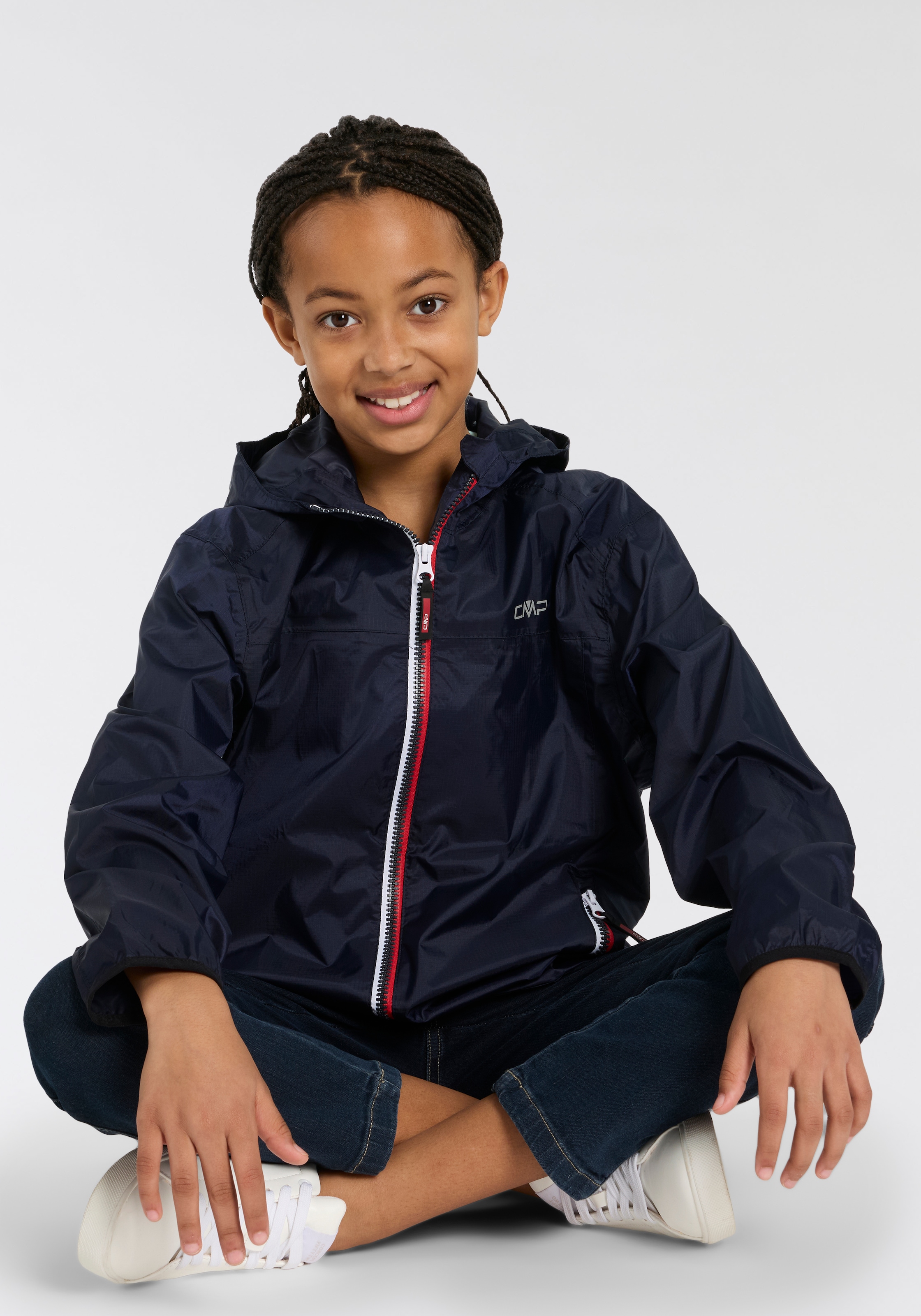 Cmp Navy Regenjacke "Kid Jacket Rain Fix Hood" Mit Kapuze Wasserdicht, Winddicht, Atmungsaktiv, Mit Kapuze, Wassersäule 3000