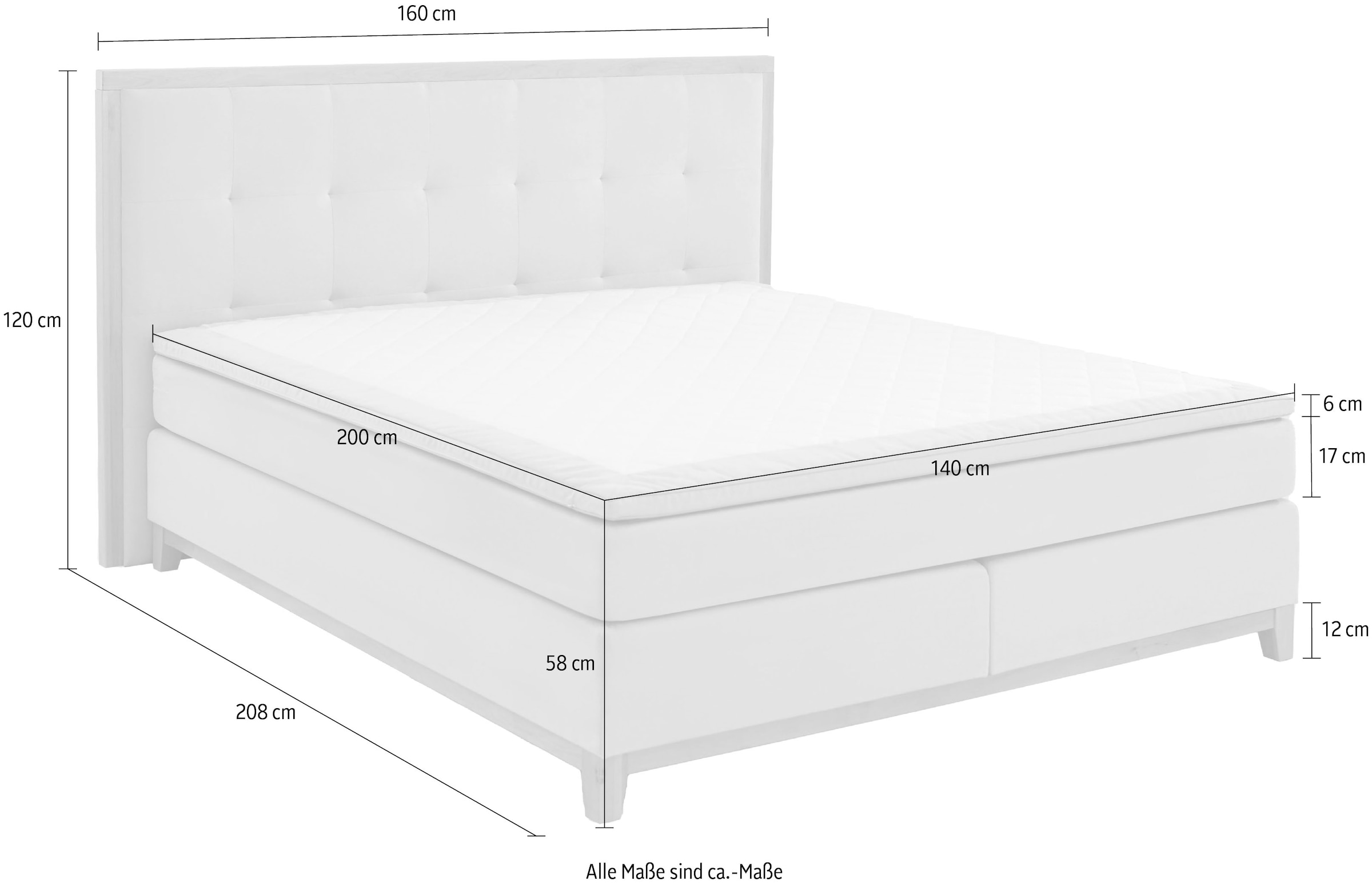 Home affaire Boxspringbett »Sonja«, mit Steppung im Kopfteil und Holzrahmen, inklusive Topper