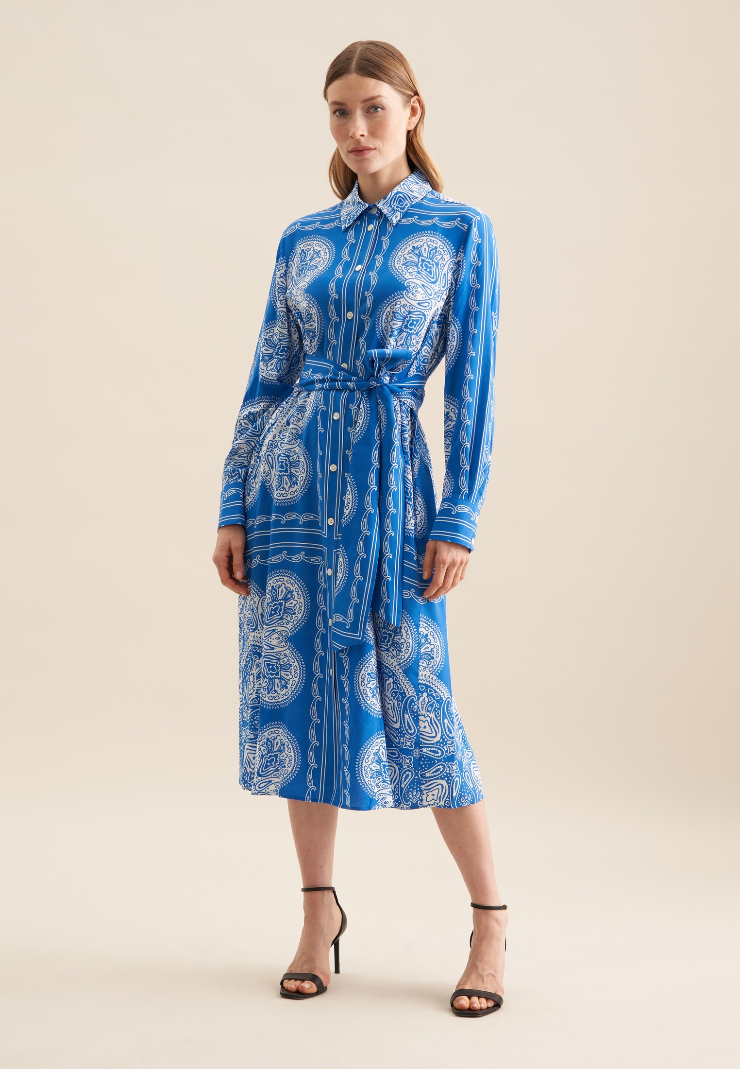 seidensticker Sommerkleid "Schwarze Rose" 1/1 Kragen Tuchprint