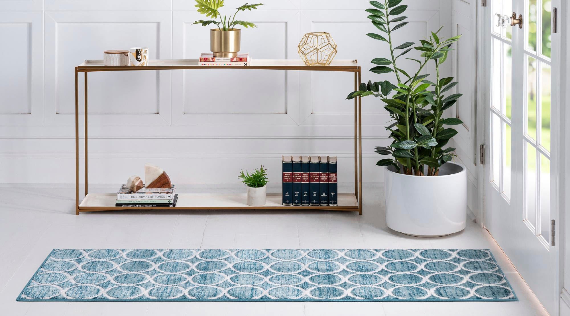 Myflair Möbel & Accessoires Läufer »Titan Trellis«, rechteckig, 13 mm Höhe, Teppich-Läufer, Kurzflor, gewebt, modernes Design, Motiv Kreise