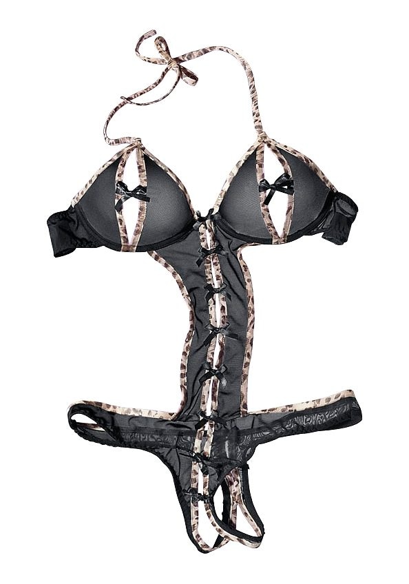 petite fleur gold Body-Ouvert mit Bügel, aus leicht transparentem Material, sexy Dessous, Reizwäsche