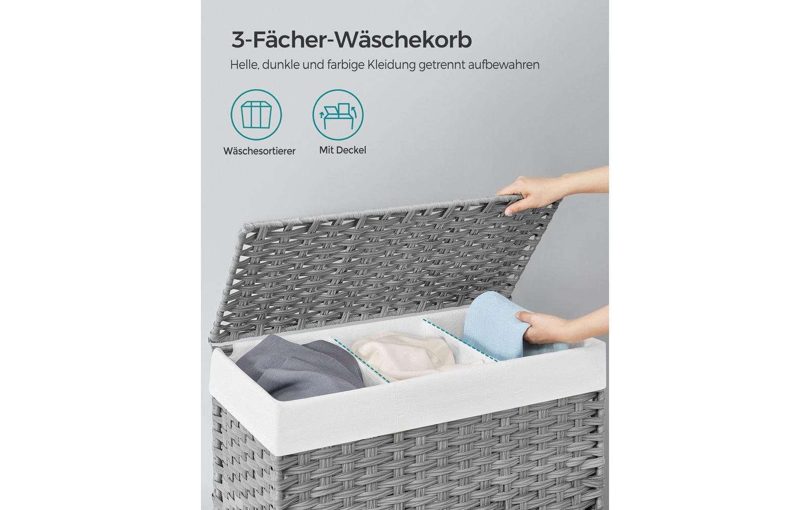 SONGMICS Wäschekorb »auf Rollen 140 l, Grau«