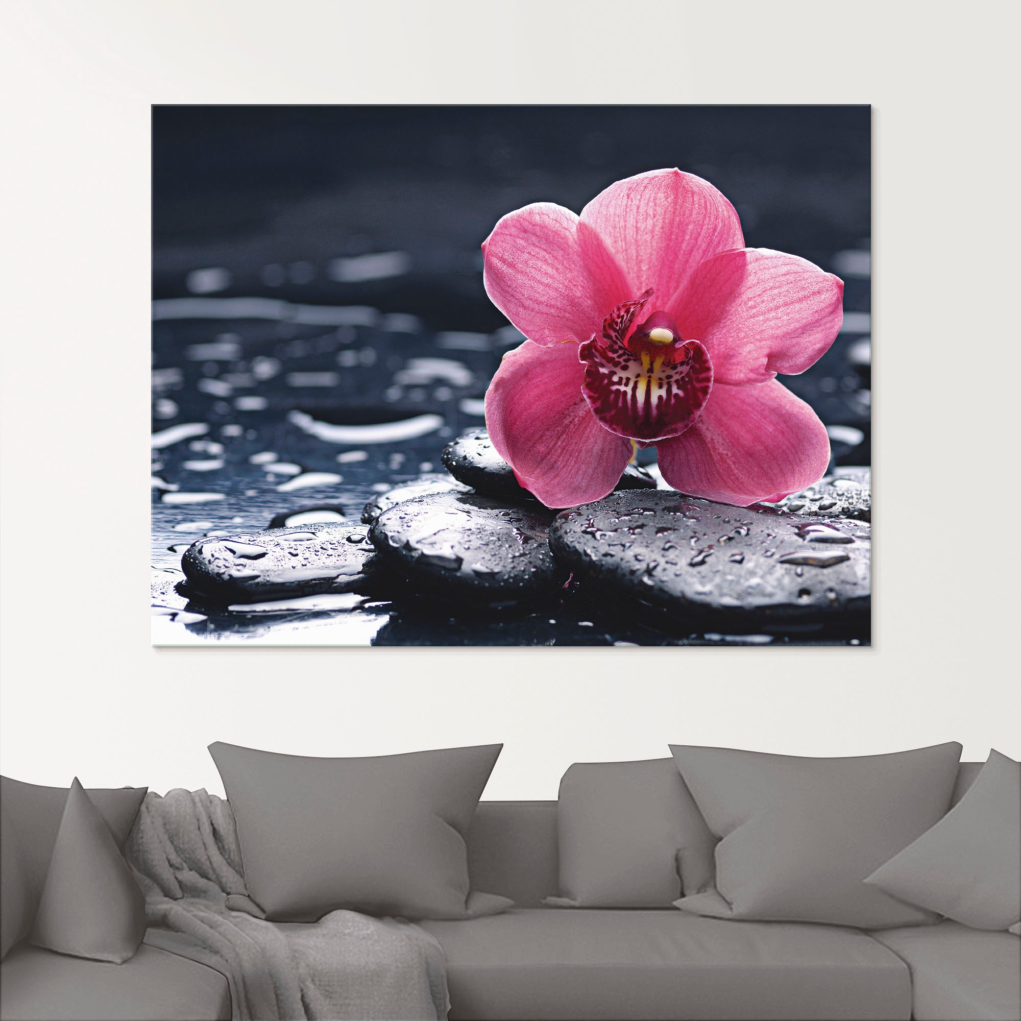 Artland Glasbild "Stillleben mit Kiesel und einer Orchidee" Blumen 1 Stk. tlg. in verschiedenen Grössen