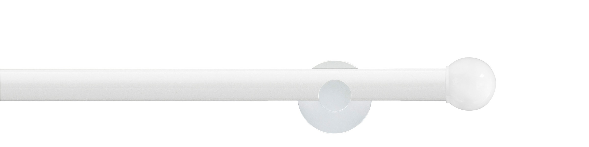GARESA Gardinenstange "WHITE" Ø 20 mm 1 läufig-läufig Wunschmasslänge Vorhanggarnitur, verlängerbar, Wandmontage, Endknopf Kugel, mit Ringe