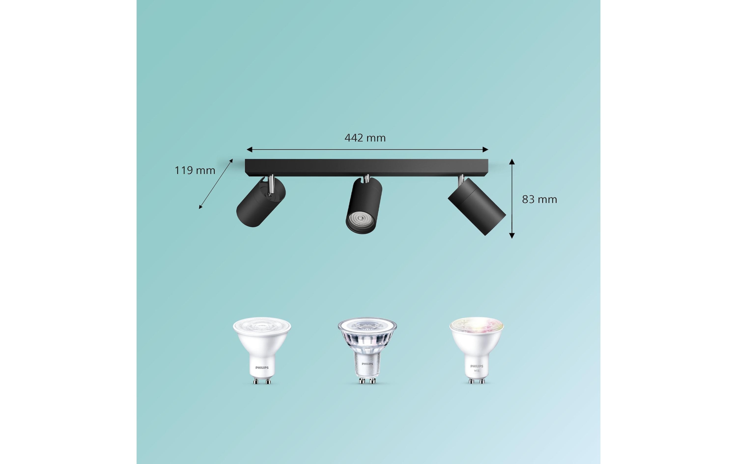 Philips LED Deckenspot »Idris GU10, IP44 Schwarz, ohne Leuchtmittel«, 1 flammig