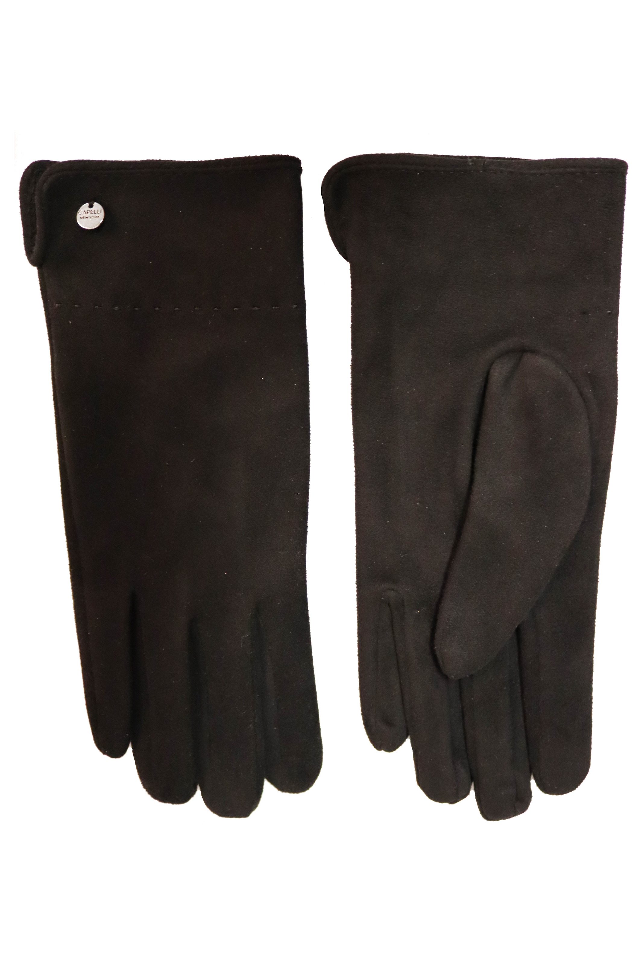 Capelli New York Strickhandschuhe 1 Paar, mit Ziernaht, Metall-Logo, Feinripp-Strick, elastisch