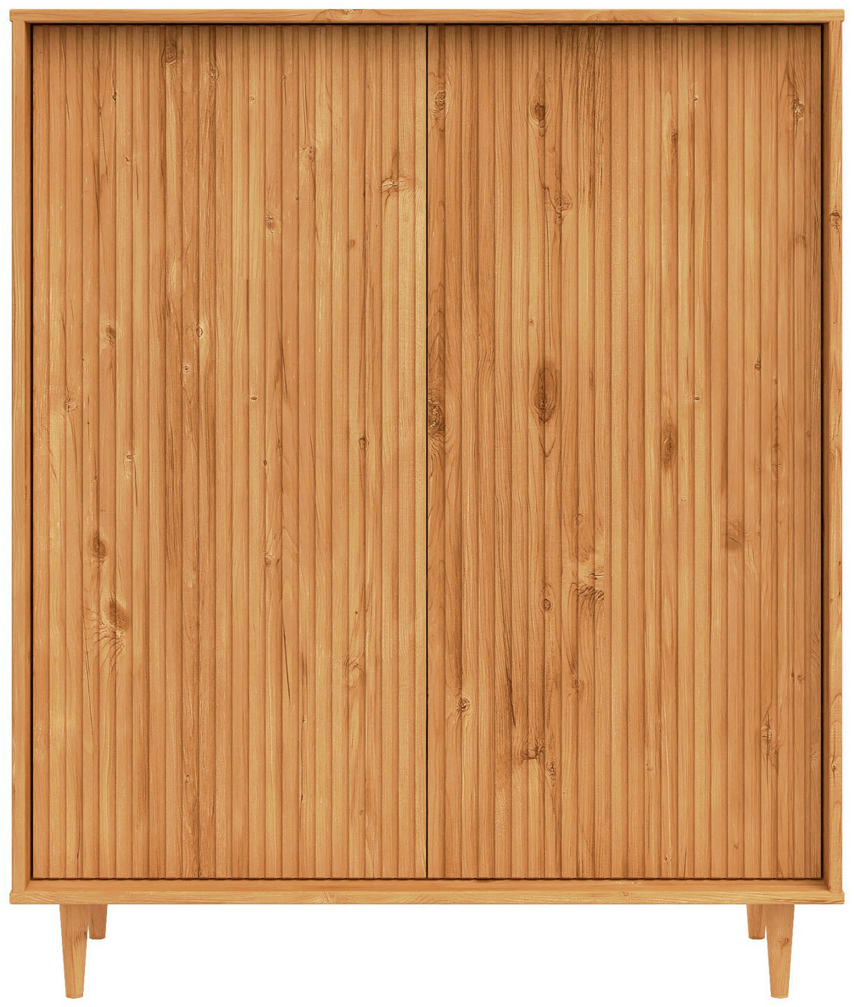 OTTO home Highboard "Malmedy Front mit gefrästen Rillen" Kommode Midischrank aus massivem Kiefernholz, Push-to-open, B 100 cm