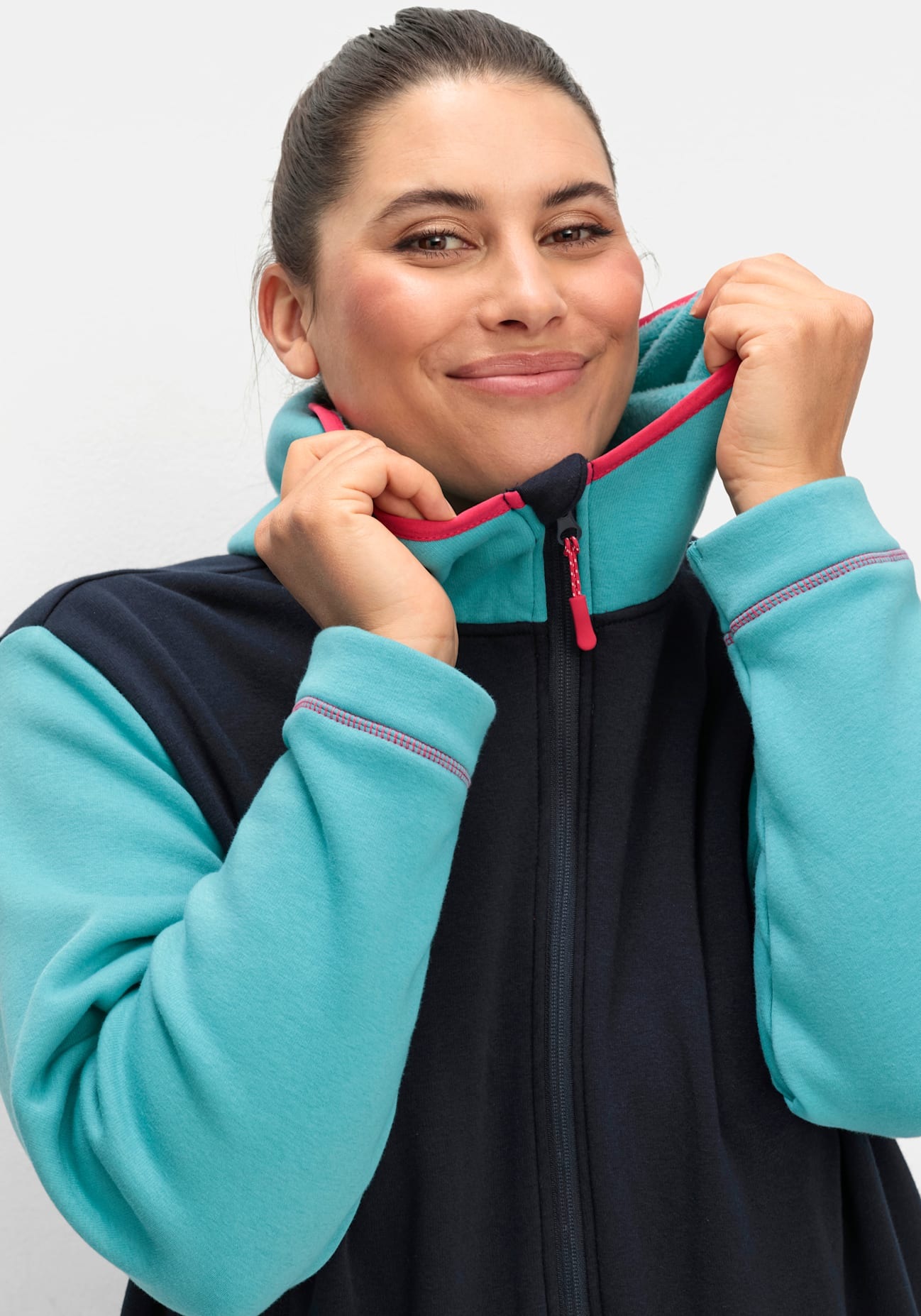 Sheego Fleecejacke, mit Kapuze