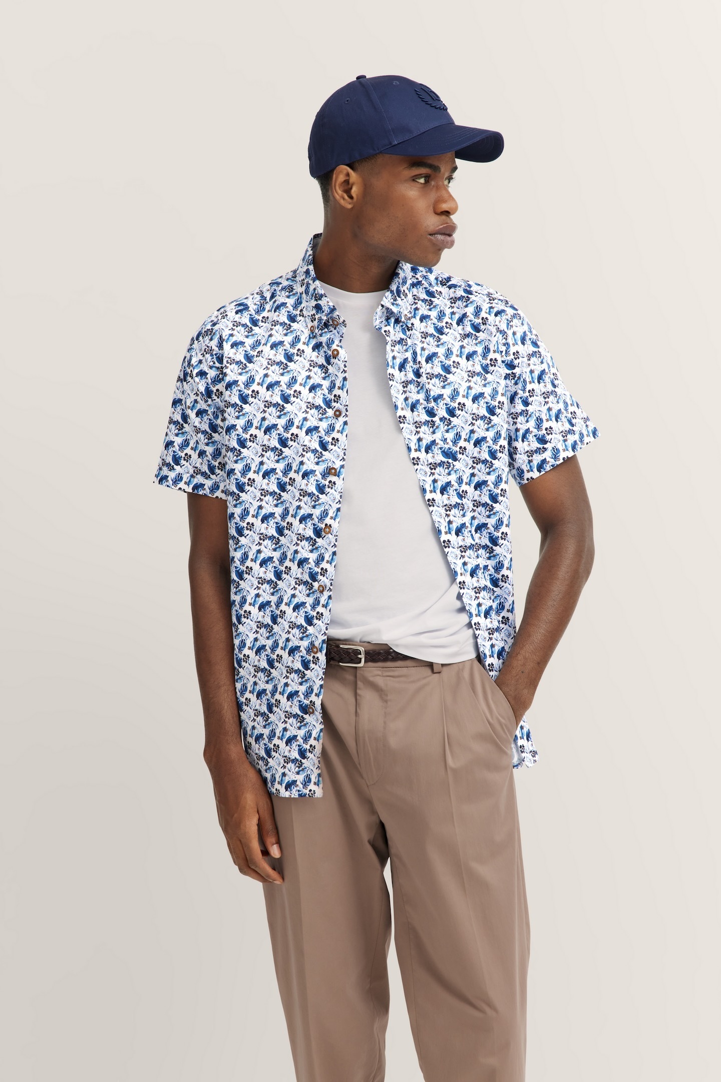 bugatti Kurzarmhemd aus Satin-Twill