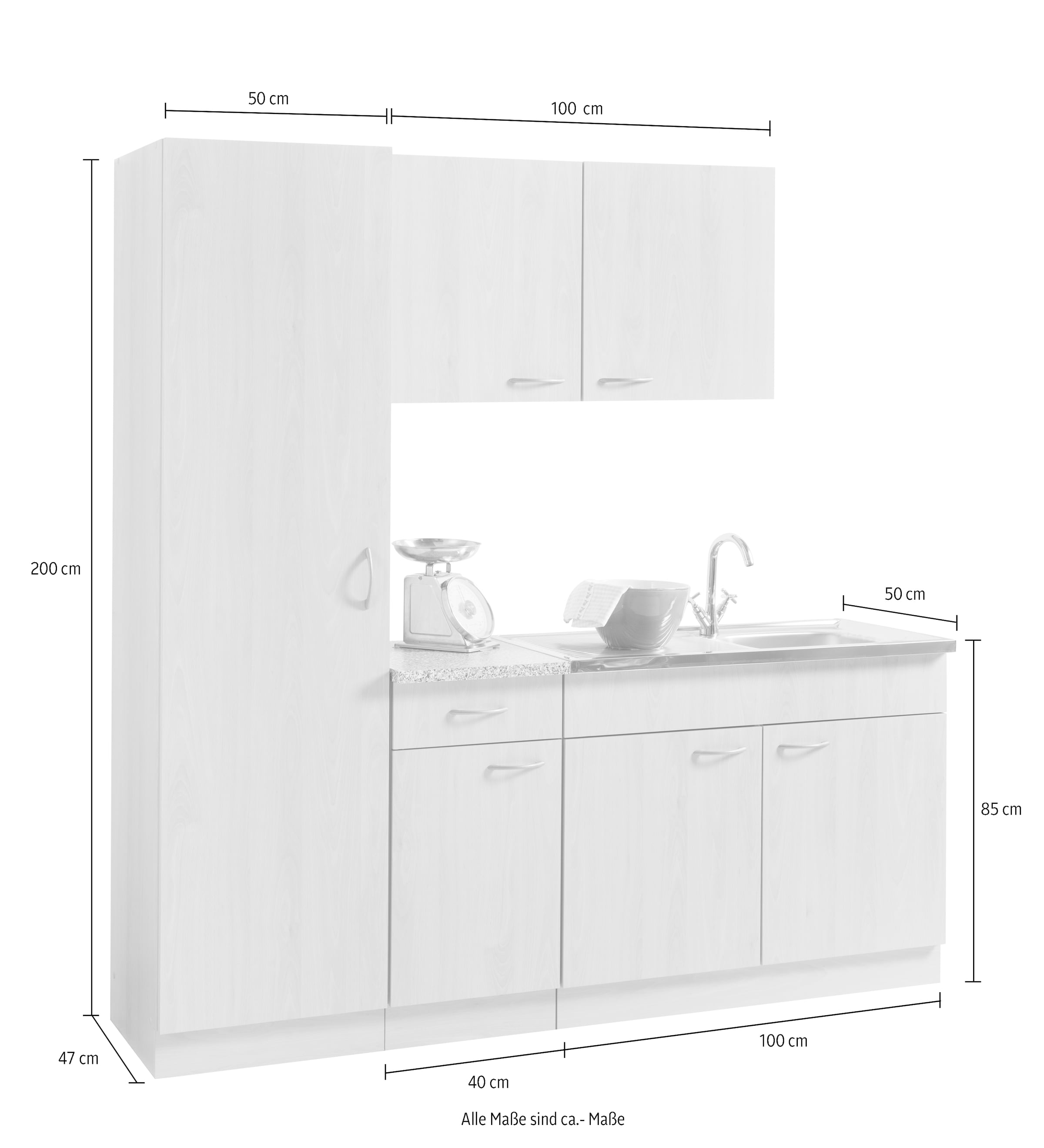 wiho Küchen Küche Jelmoli-Online entdecken Shop 190 starker cm cm 50 »Kiel«, Arbeitsplatte, mit im 28 Breite Tiefe mm