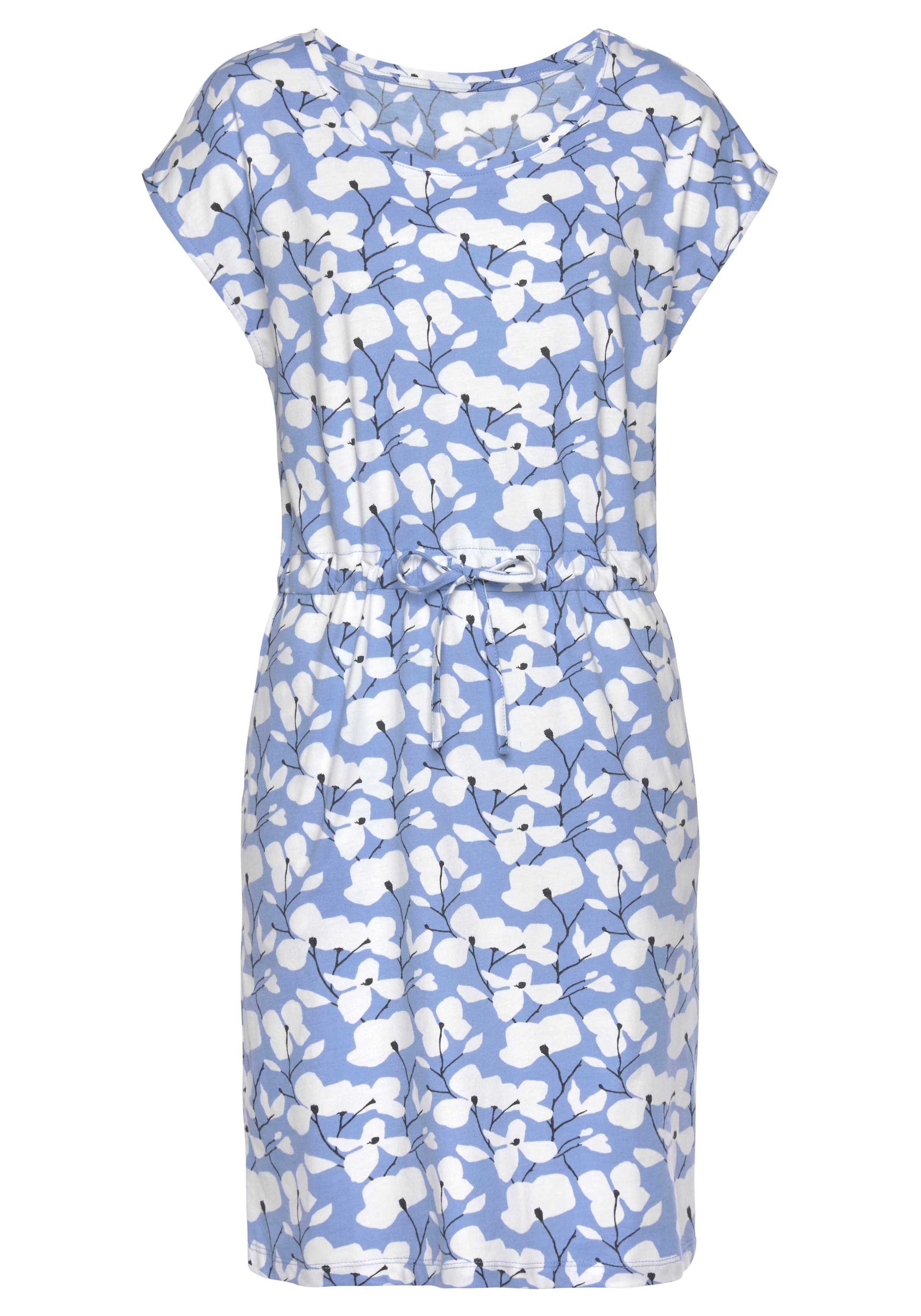 Beachtime Jerseykleid, mit Blumenmuster und Taschen, Sommerkleid aus Baumwoll-Mix