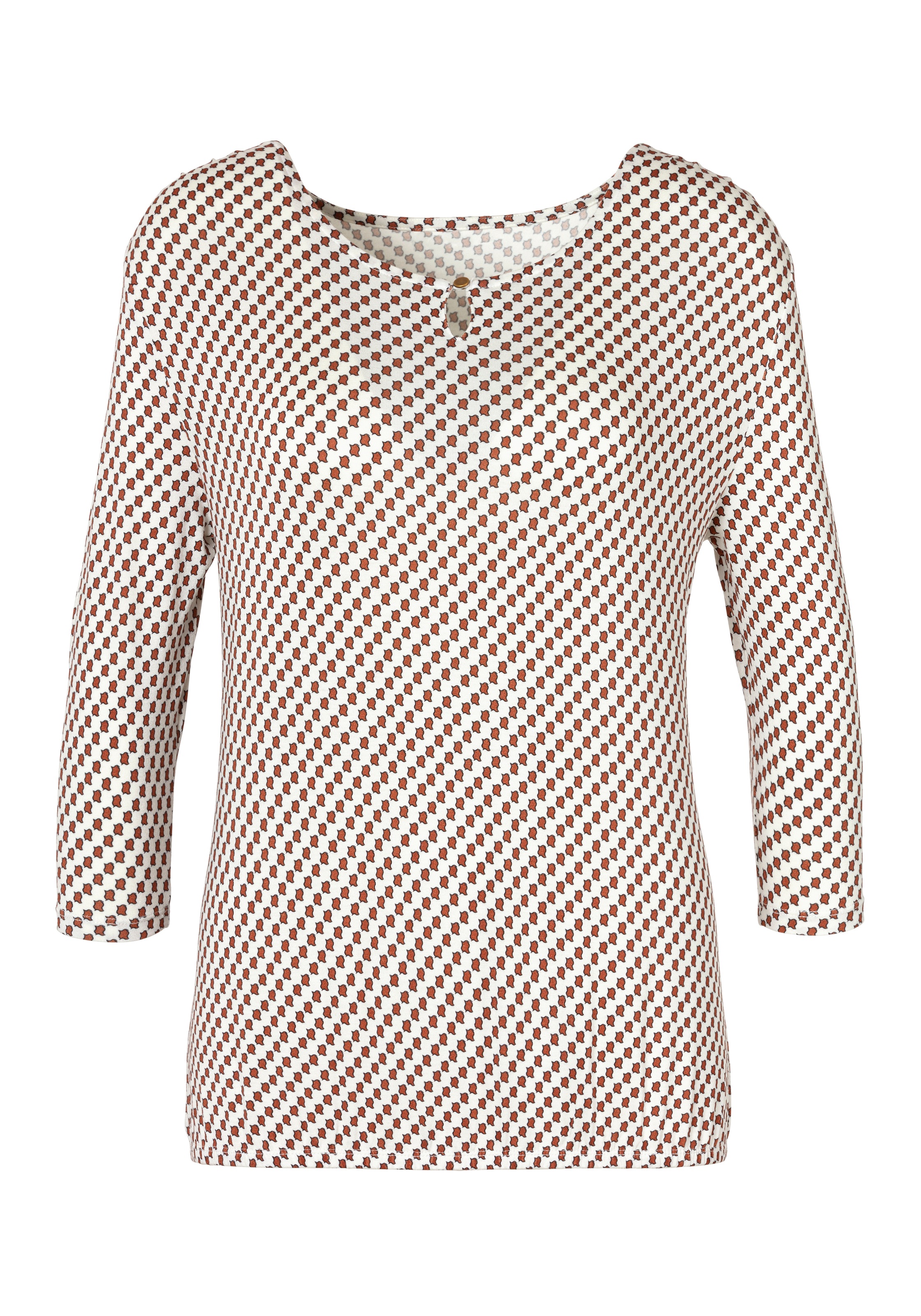 Vivance Rundhalsshirt »mit goldfarbenem Zierknopf am Ausschnitt«, (2er-Pack), aus weichem Viskose-Stretch