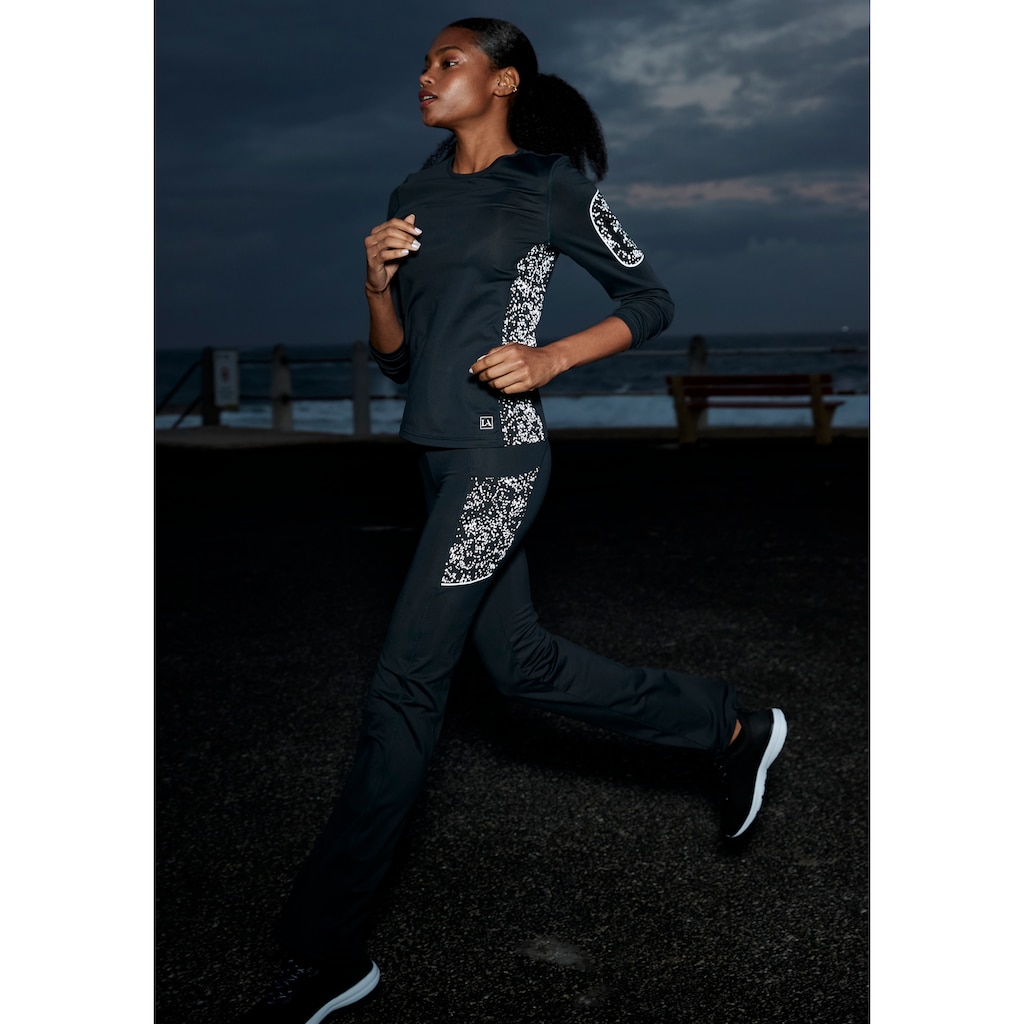 LASCANA ACTIVE Laufshirt »-Langarmshirt«, mit reflektierendem Print und praktischer Armtasche
