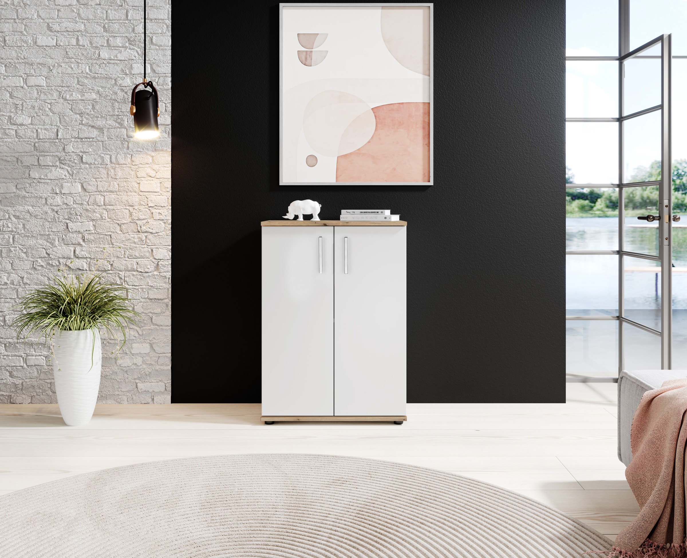 HBZ Kommode »BC-Drift-2, Mehrzweckschrank Stellmass BxHxT 60x84x35 cm«, (1 St.), Schrank mit 2 Türen und 1 Einlegeboden