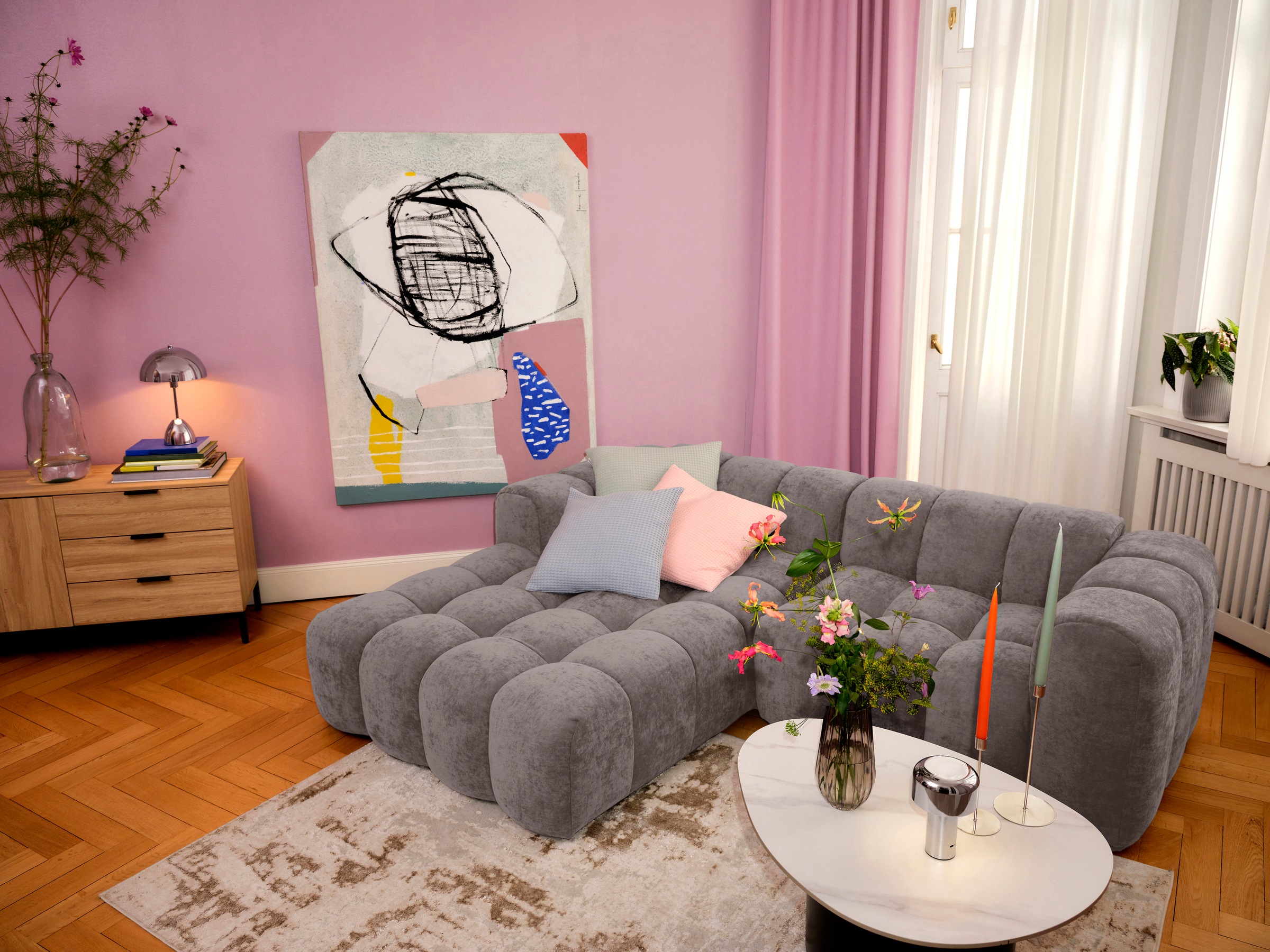 OTTO home Ecksofa "KALLIE L-Form, 248 cm - OTTO. Verlässliche Qualität." Bubble Optik, moderne Steppung, hoher Sitzkomfort