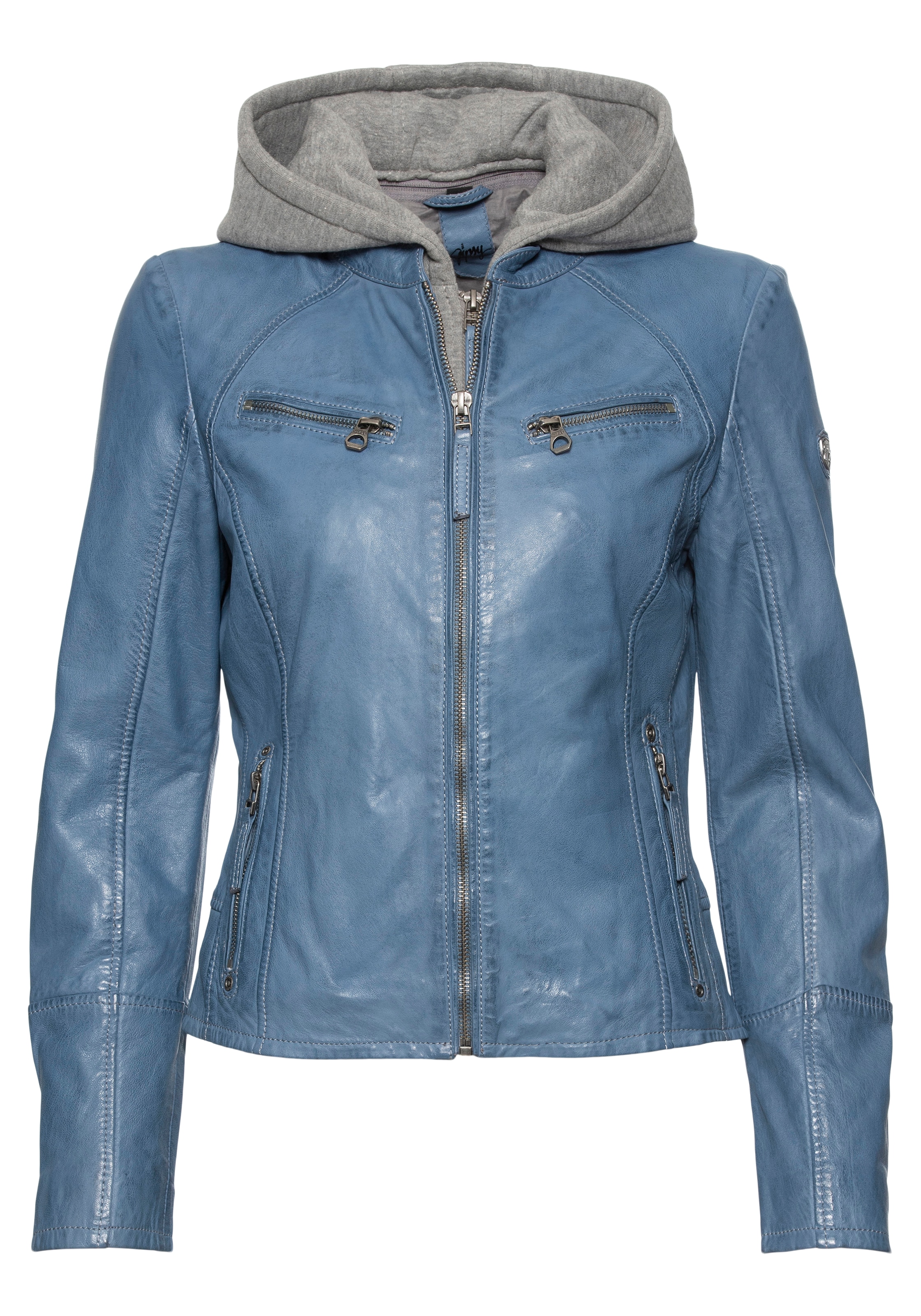 Mauritius Lederjacke »NOLA«, mit Kapuze, Two-in-One Style - mit abnehmbarer Jersey-Kapuze