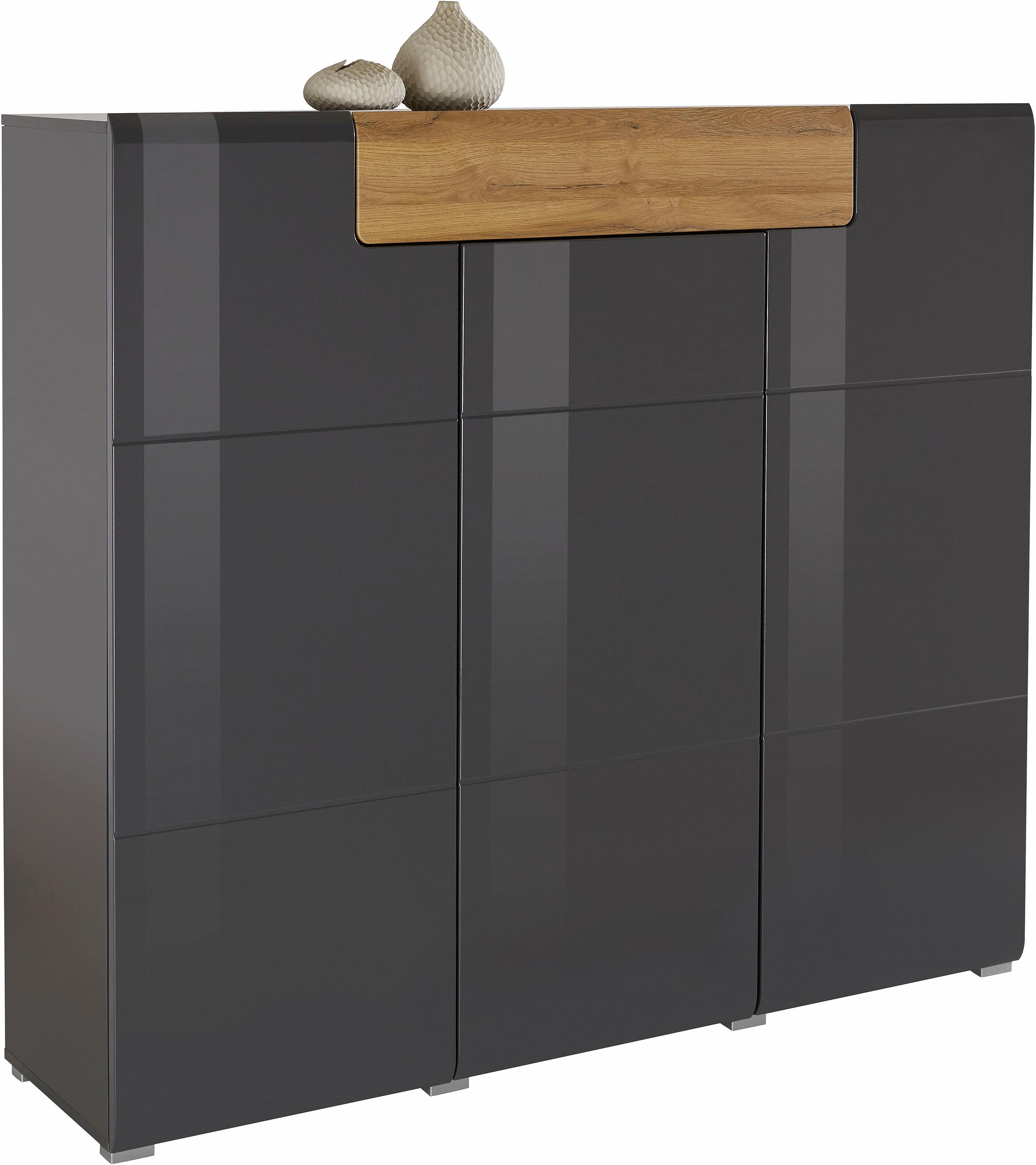 OTTO home Highboard "Toledo,Breite 147,5 cm,trendige Hochkommode mit 3 Türen 1SK" Hochschrank mit viel Stauraum, stylische Hochglanzfronten