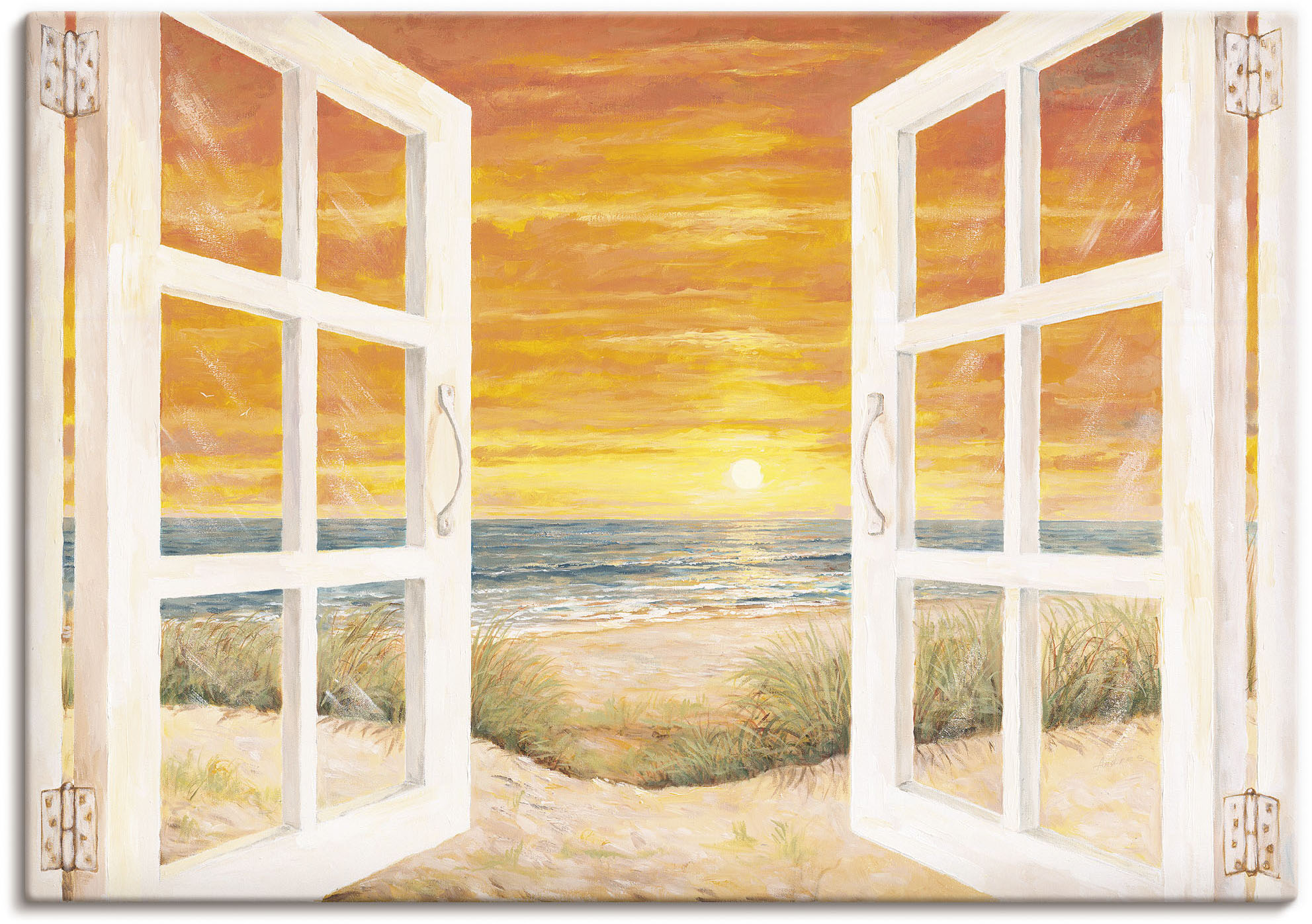 Artland Leinwandbild "Fenster zum Meer" Meer Bilder 1 Stk. tlg. auf Holzrahmen gespannt
