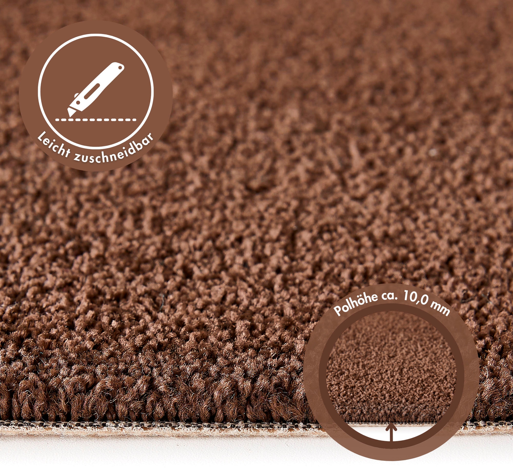 Andiamo Teppichboden »Sophie, Frisee-Velours, Made in Netherlands«, rechteckig, 4,5 mm Höhe, Uni Farben, Breite 400 cm oder 500 cm, strapazierfähig & pflegeleicht