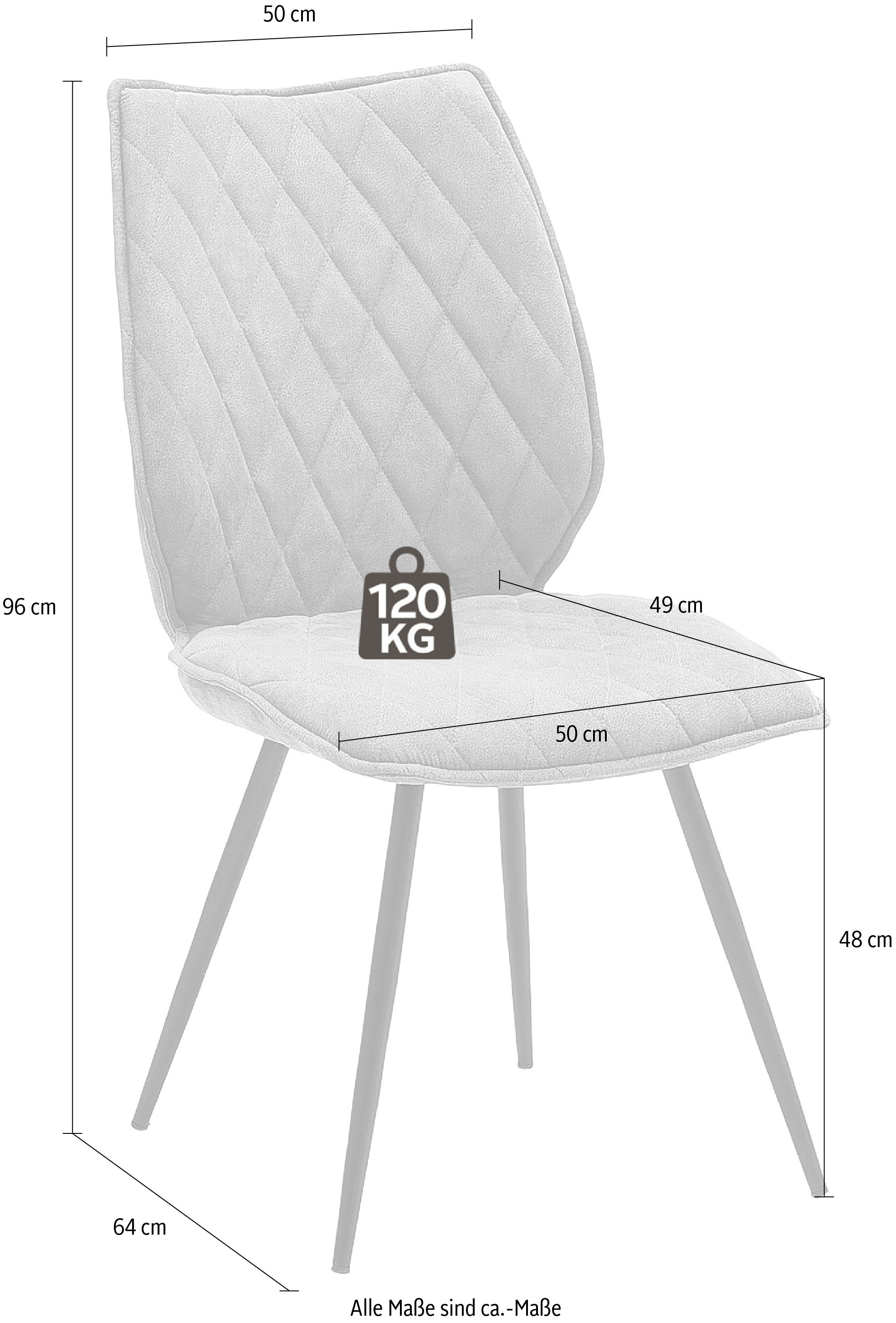 MCA furniture 4-Fussstuhl »Navarra«, 2 St., 2-er Set mit Stoffbezug, belastbar bis 120 kg, Komfortsitzhöhe 48 cm