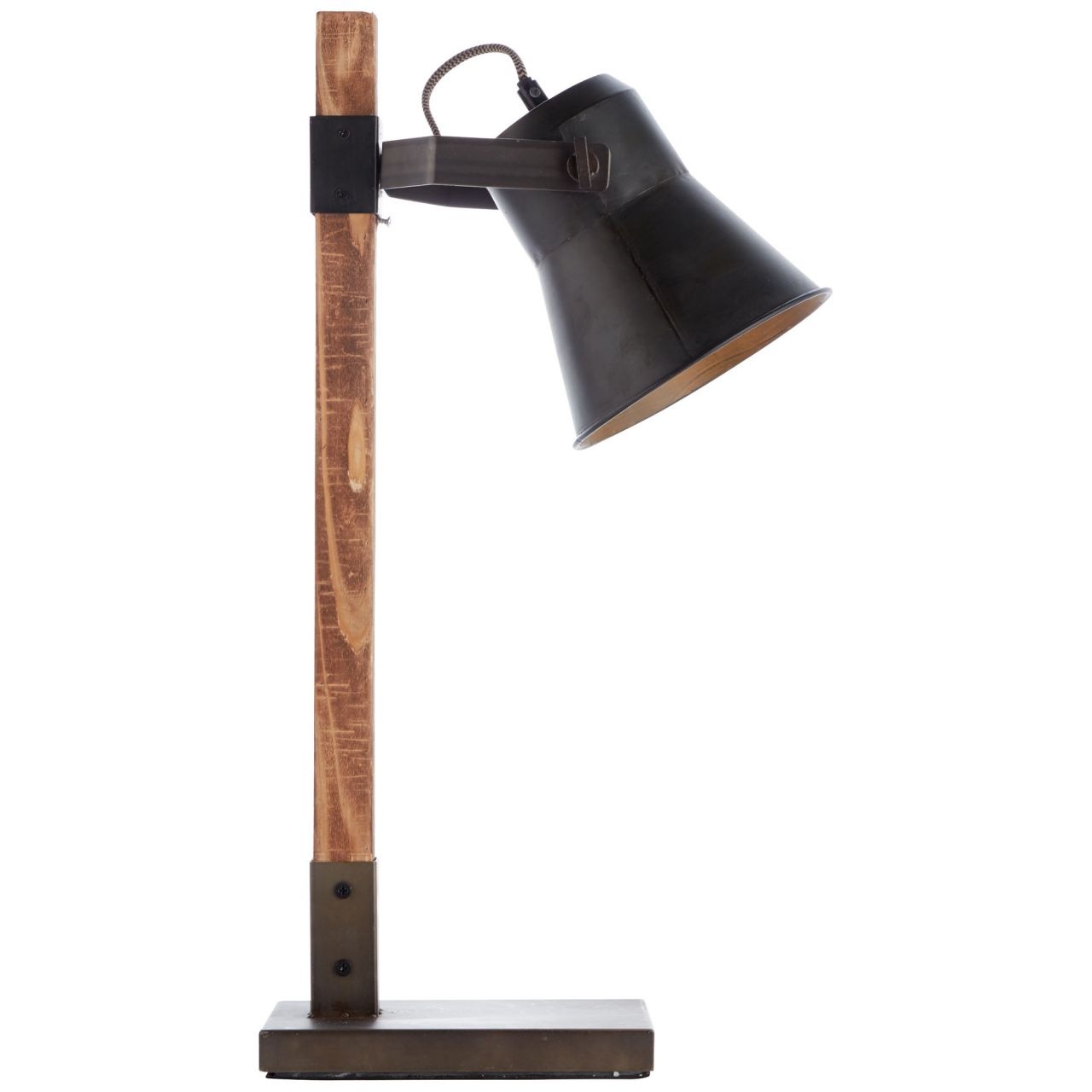 Brilliant Tischleuchte »Plow«, 1 flammig, Leuchtmittel E27 ohne Leuchtmittel, Tischlampe schwarz stahl/holz