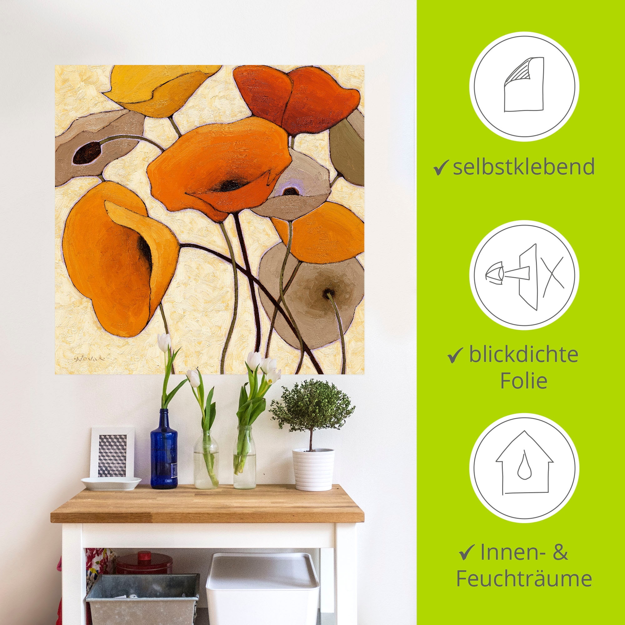 Artland Wandbild »Kürbismohn III«, Blumen, (1 St.), als Leinwandbild, Wandaufkleber in verschied. Grössen