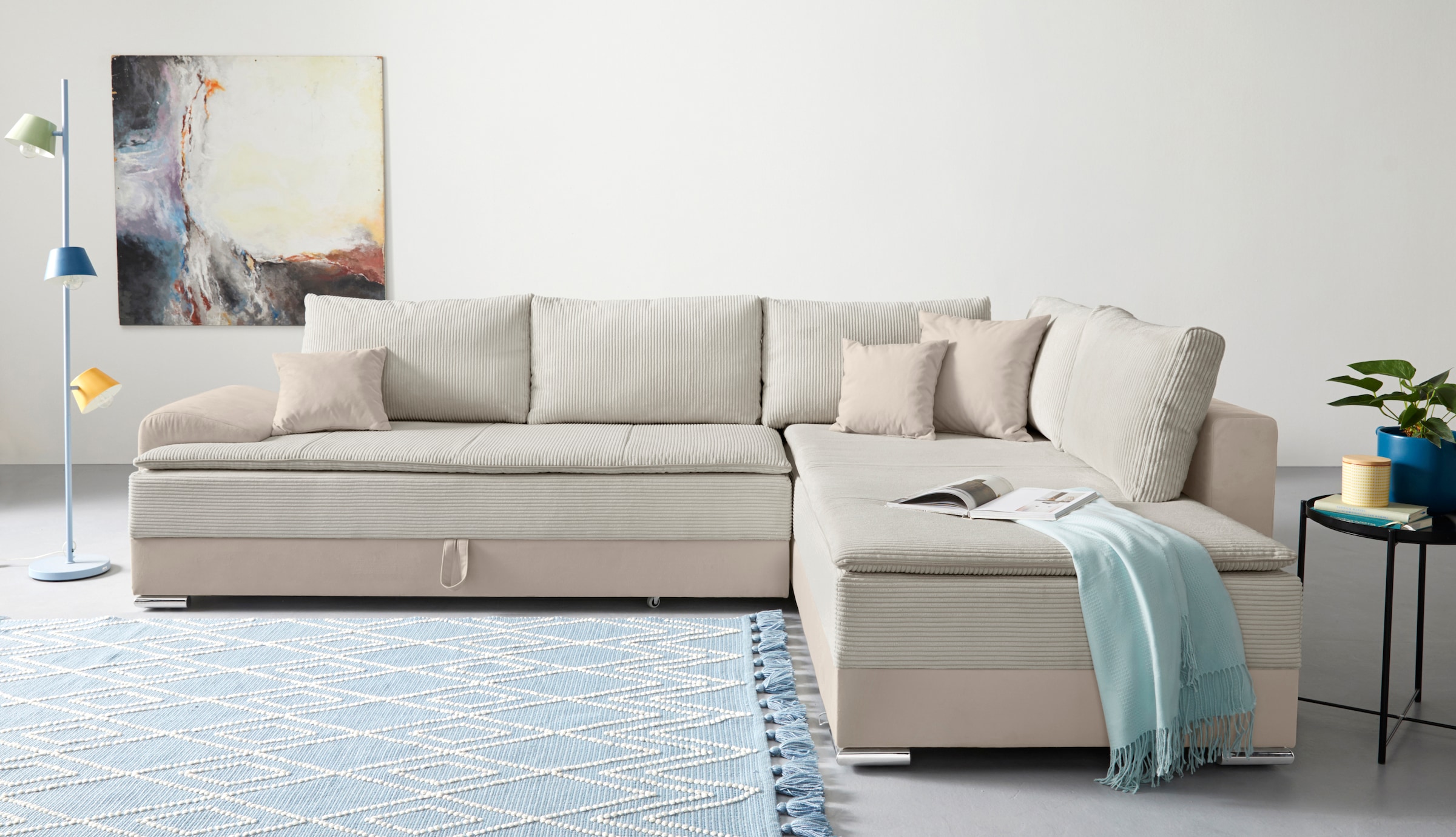 INOSIGN Ecksofa »Boxspringbett Night & Day L-Form mit Dauer-Schlaffunktion mit Armlehne«, mit Boxspring-Bettfunktion 180x200 cm und Bettkasten, Dauerschläfer!