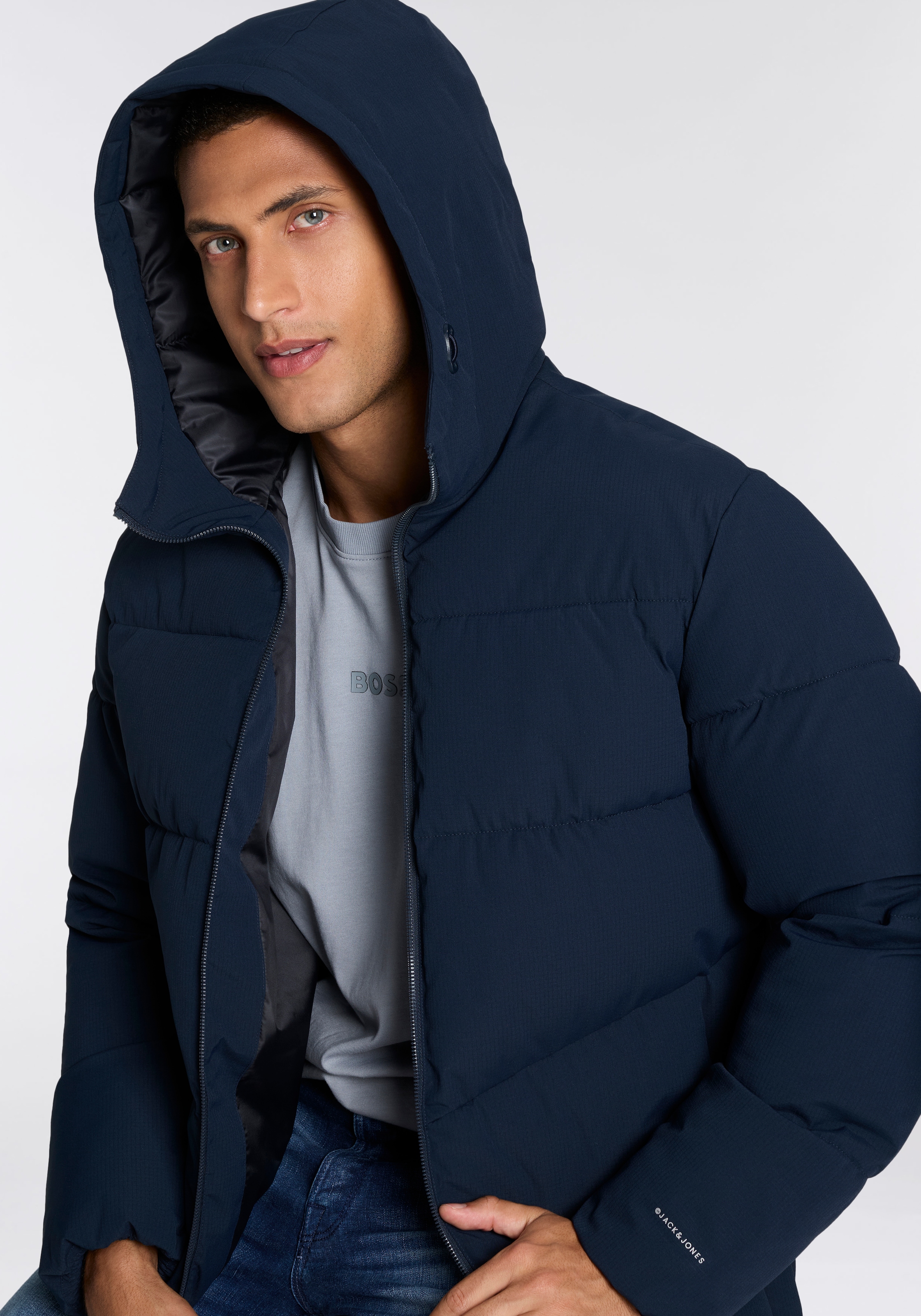 Jack & Jones Steppjacke »JJGUARD – Steppjacke mit Wattierung und Reissverschluss«, mit Kapuze, modisch, regular fit, Web