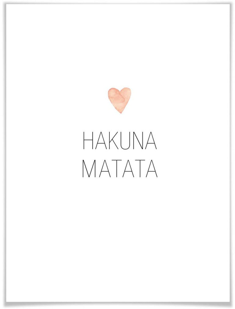 Echte Qualität Wall-Art Poster »Herz Schriftzug Hakuna Matata«, Wandposter Bild, Schriftzug, Poster, (1 Wandbild, online shoppen | St.), Jelmoli-Versand