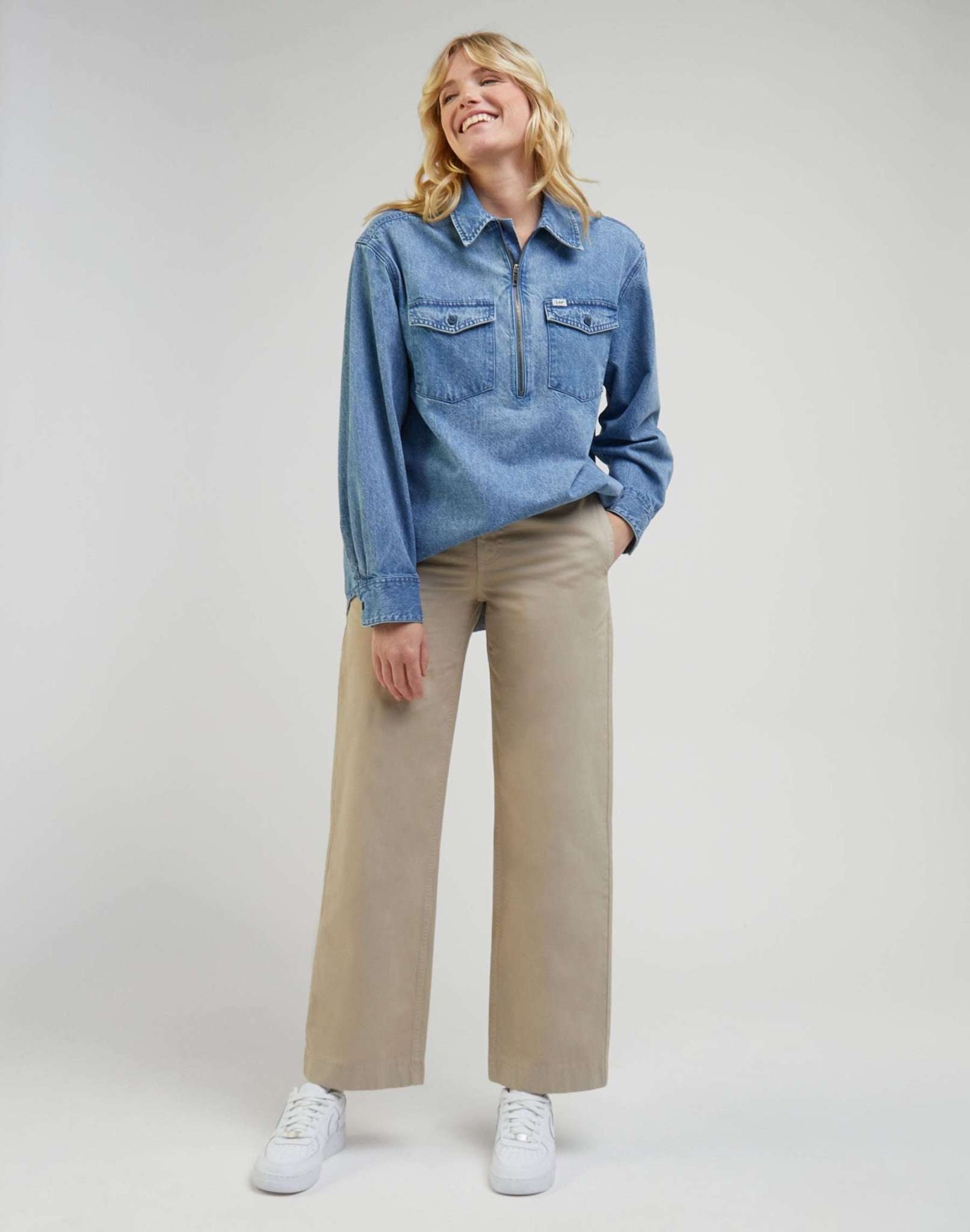 Lee® Jeansbluse »Jeanshemden Zip Popover Shirt«
