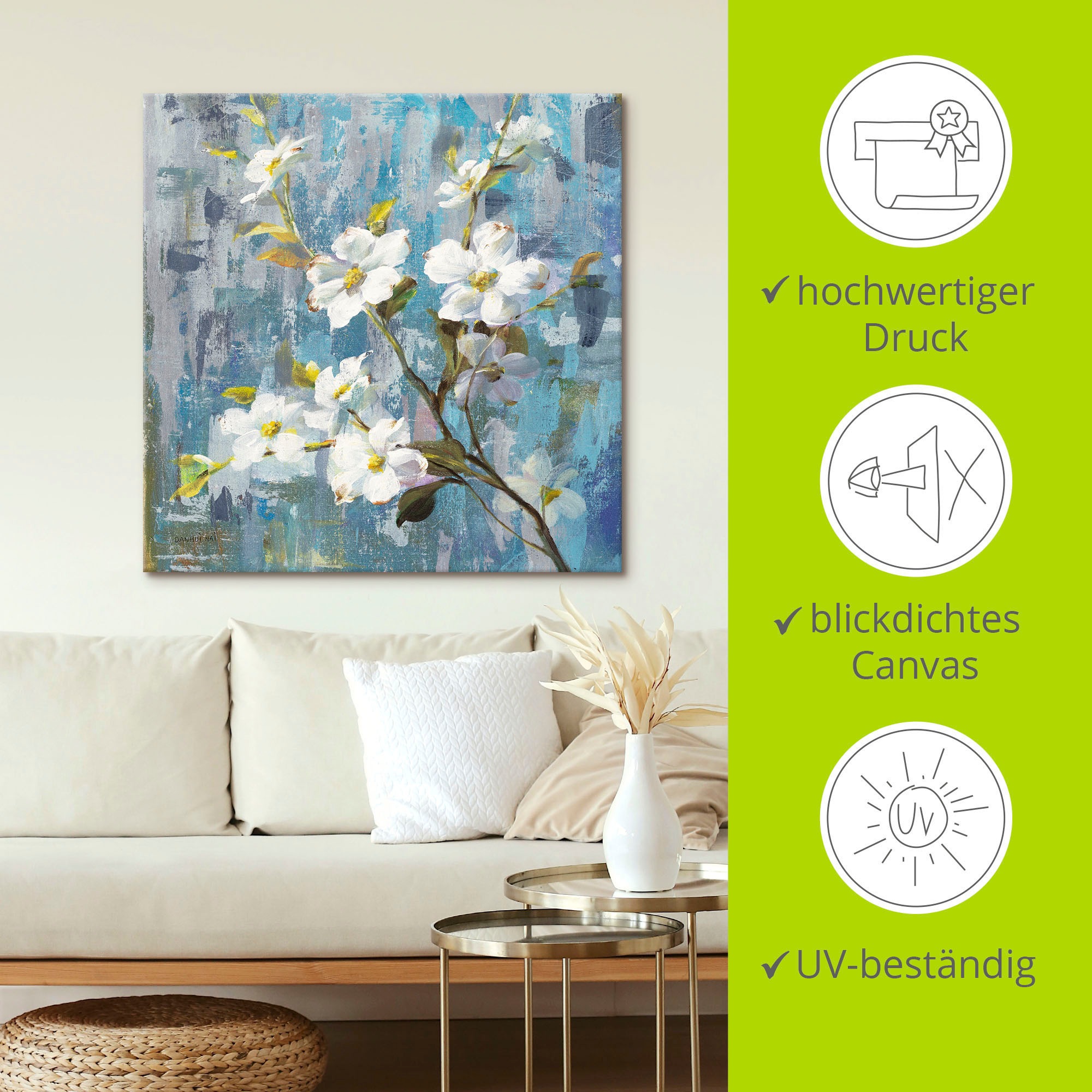 Artland Leinwandbild »Wundervolle Magnolie II«, Blumen, (1 St.), auf Keilrahmen gespannt